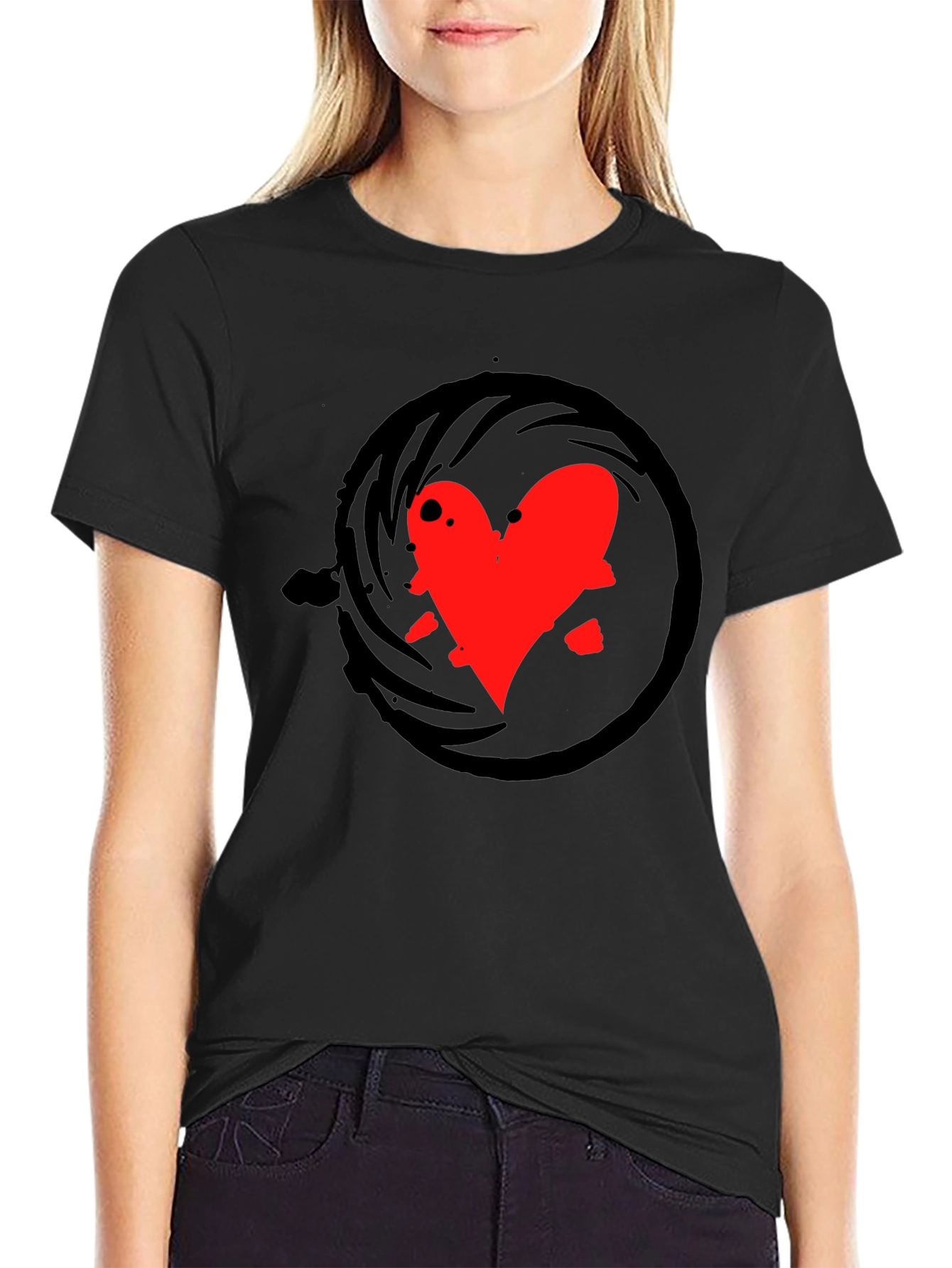 Heart Swirl Black T-Shirt