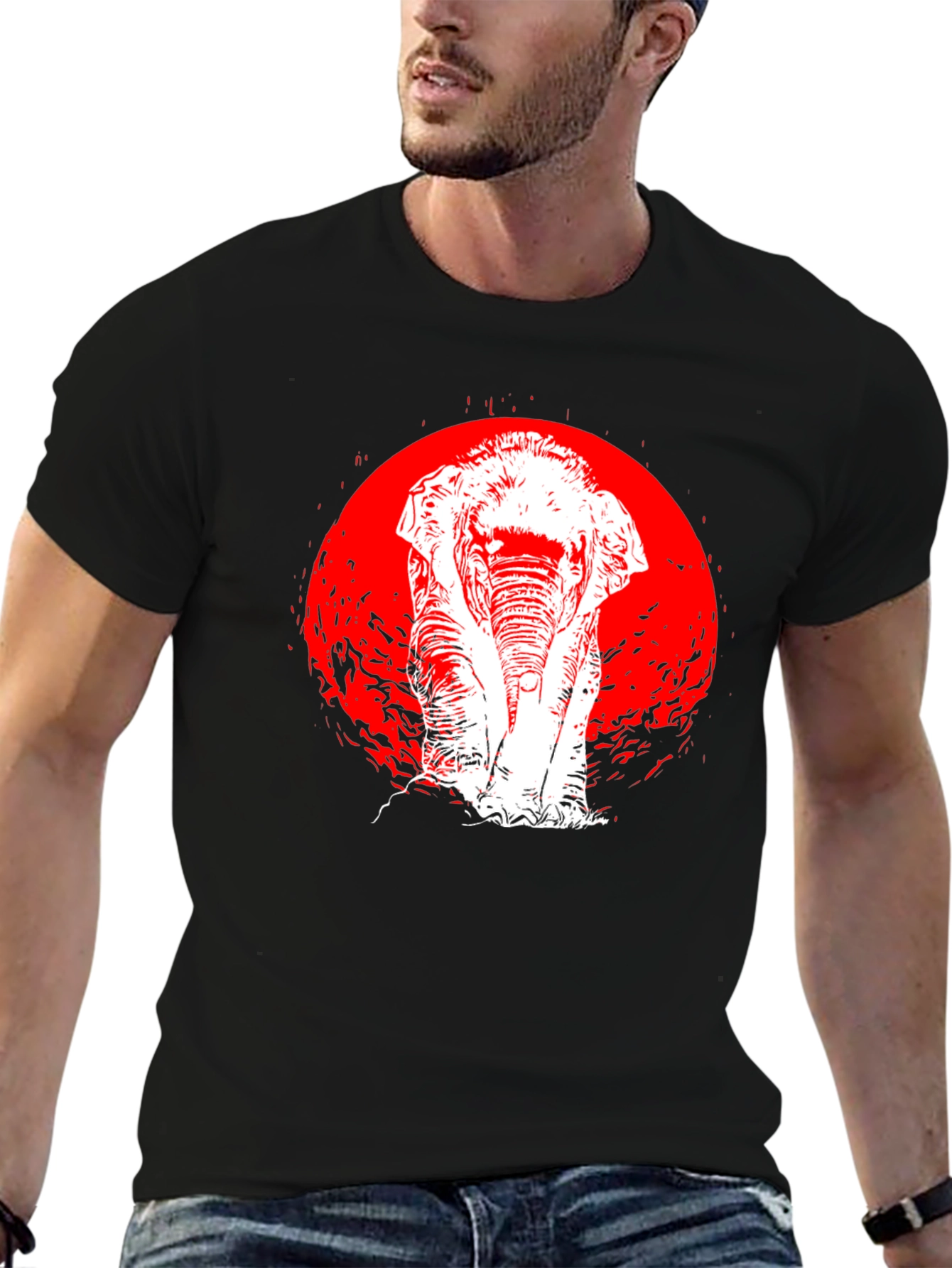 Elephant Graphic Tee - Red Moon Black Shirt