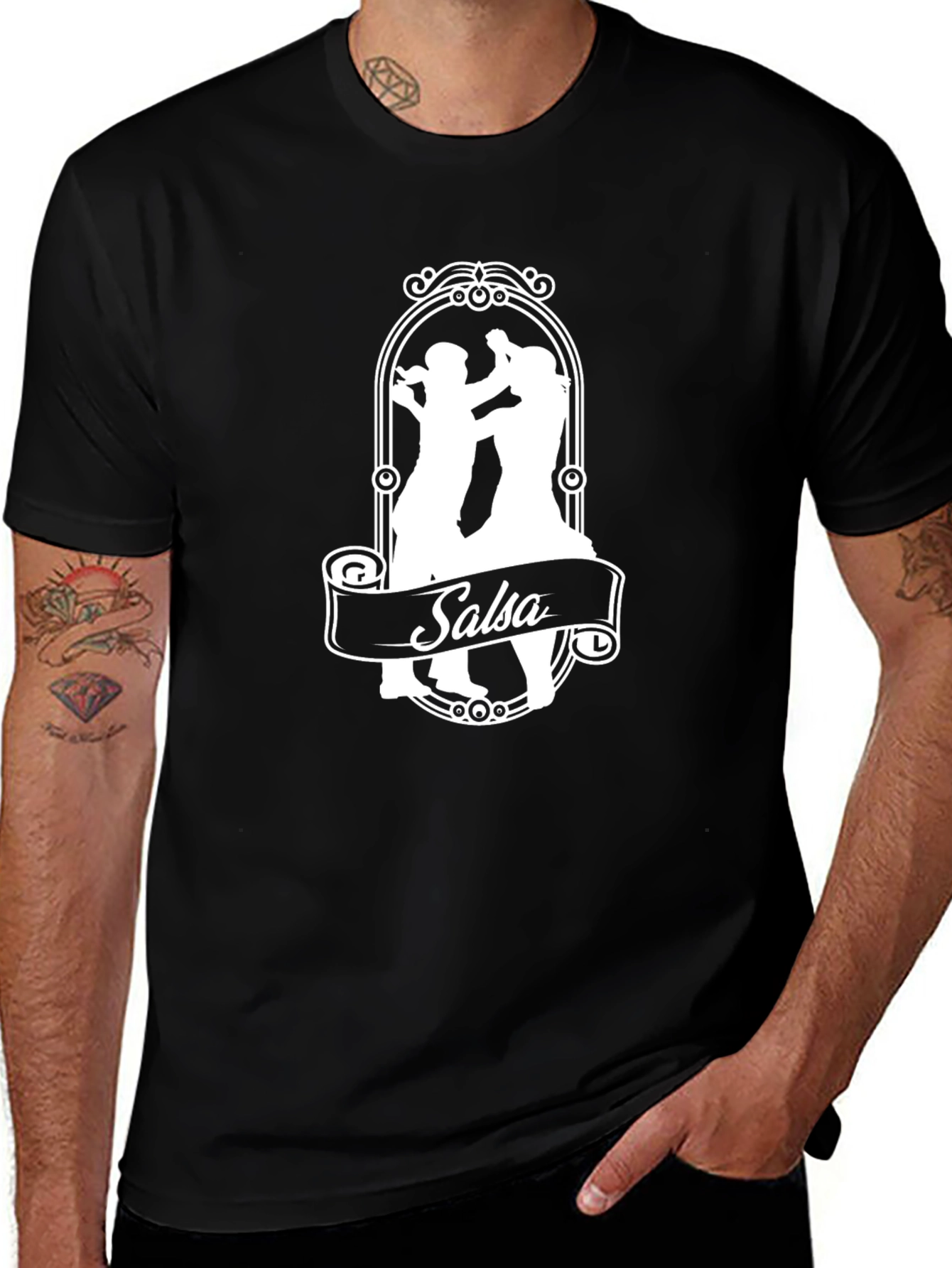 Salsa Dance Silhouette Black T-Shirt