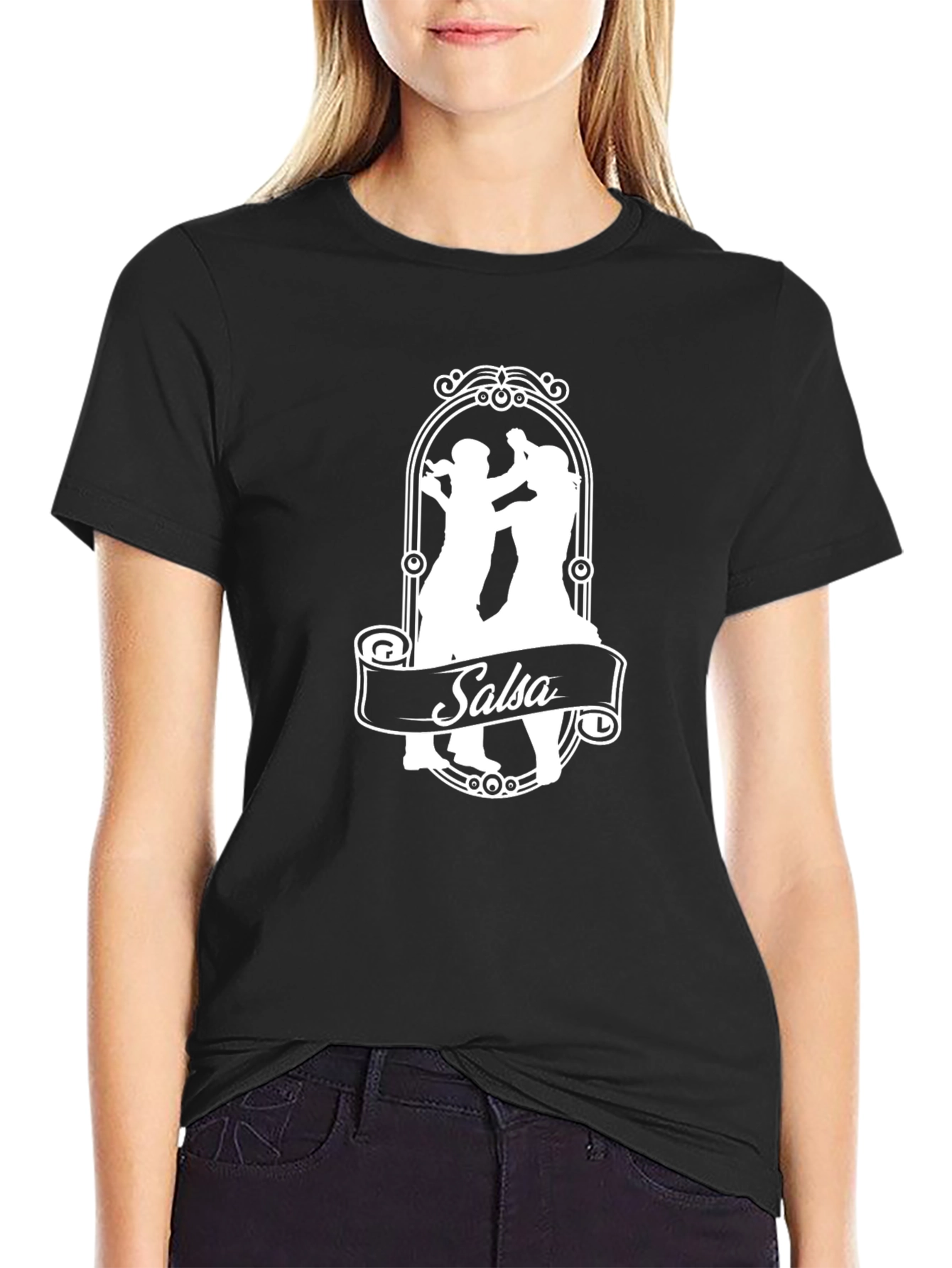 Salsa Dance Silhouette Black T-Shirt