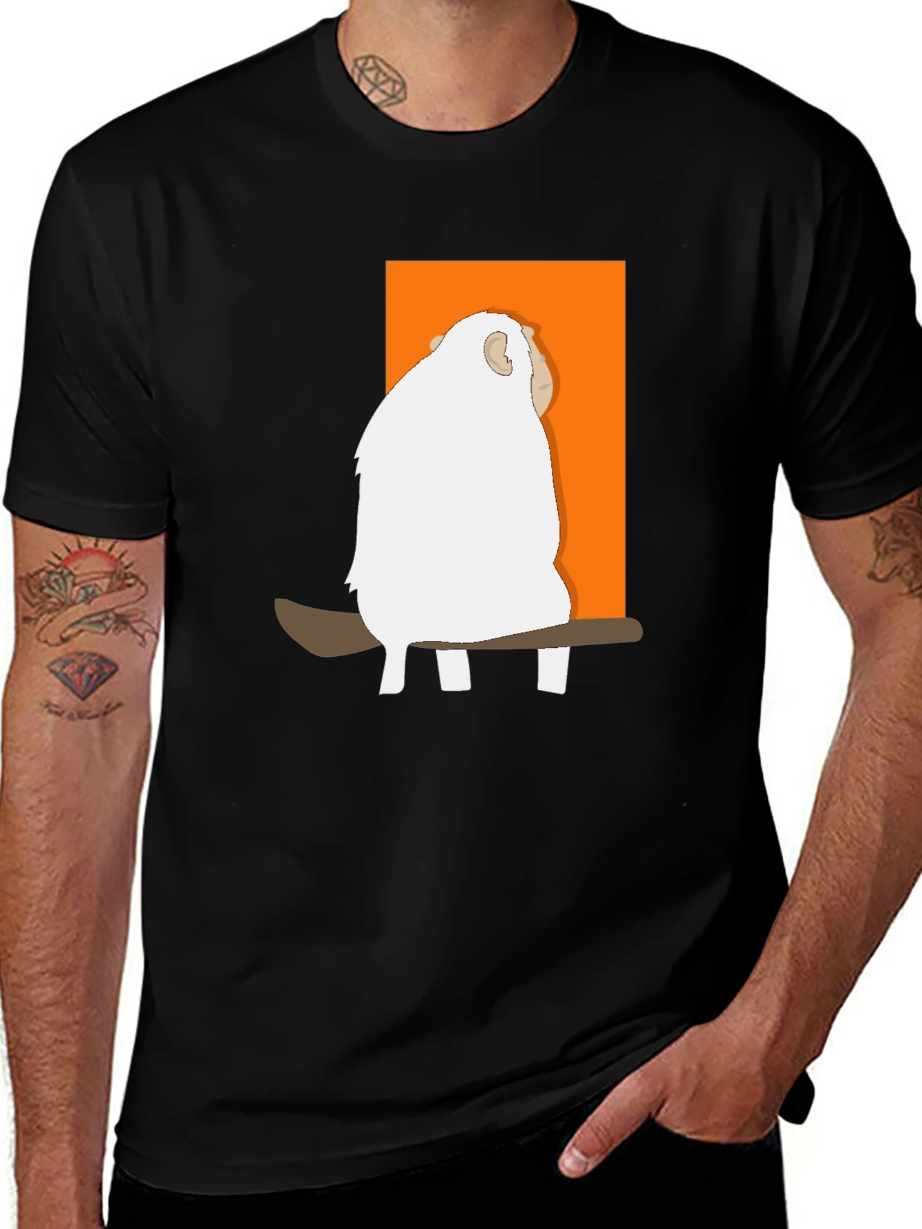 Yeti on Branch Graphic Tee - Black Cotton Blend