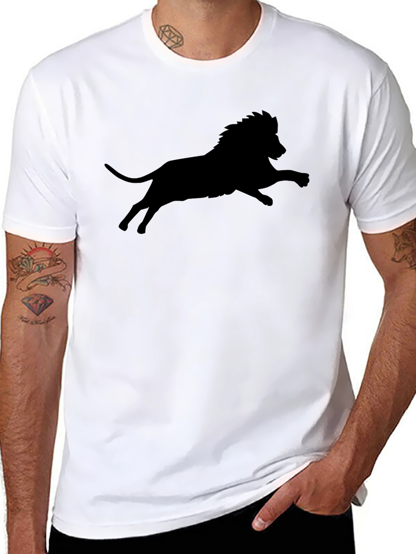 Black Lion Silhouette Graphic T-Shirt
