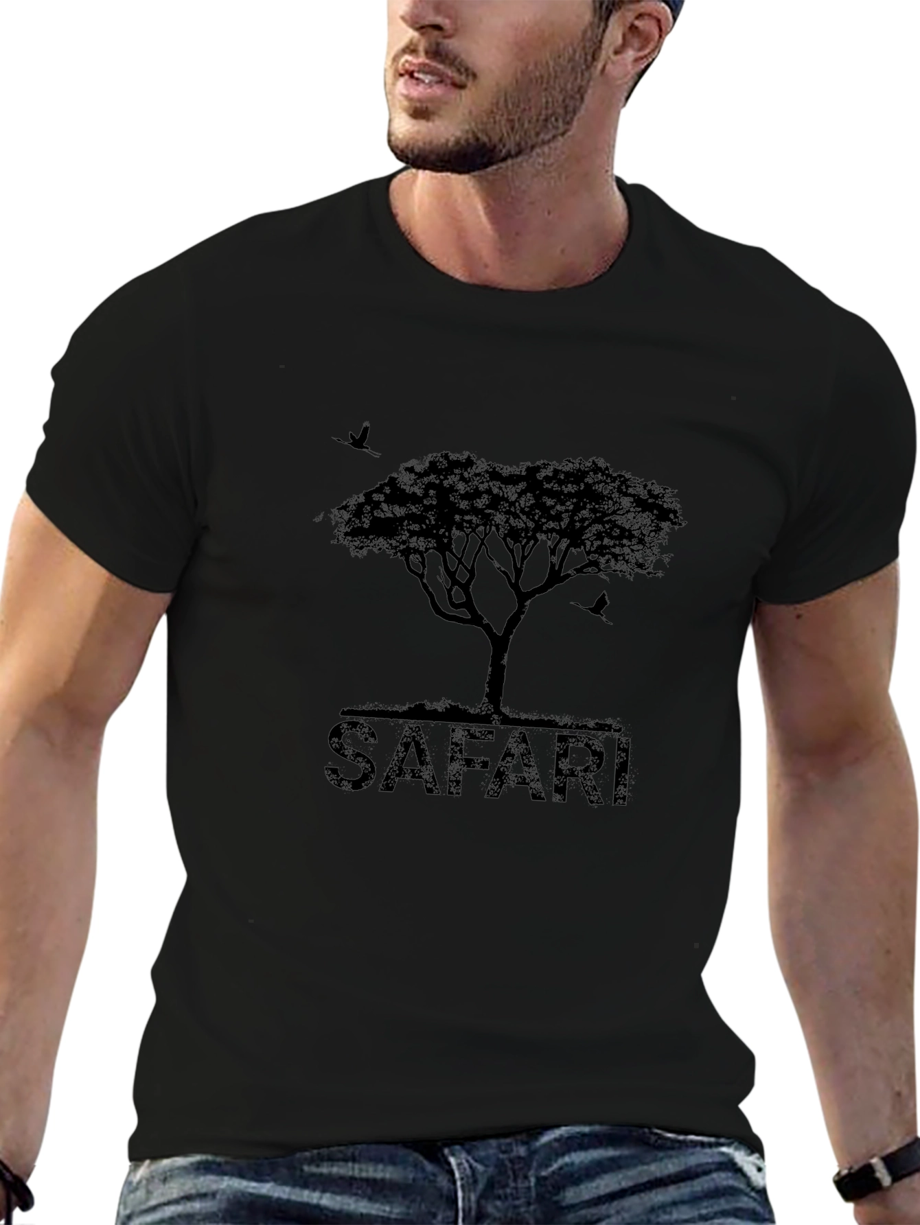Safari Tree Graphic T-Shirt - Black