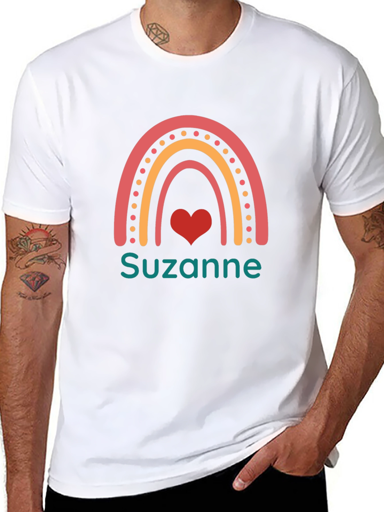 Personalized Name Rainbow Heart T-Shirt