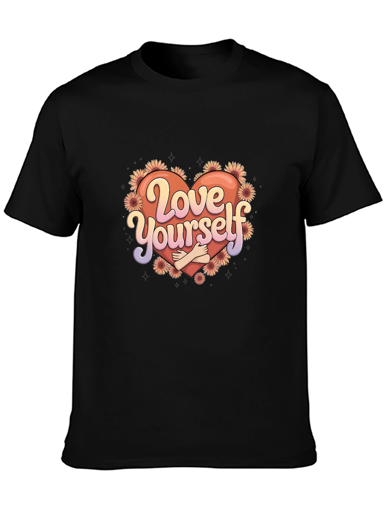 Love Yourself Graphic Tee - Heart & Flowers