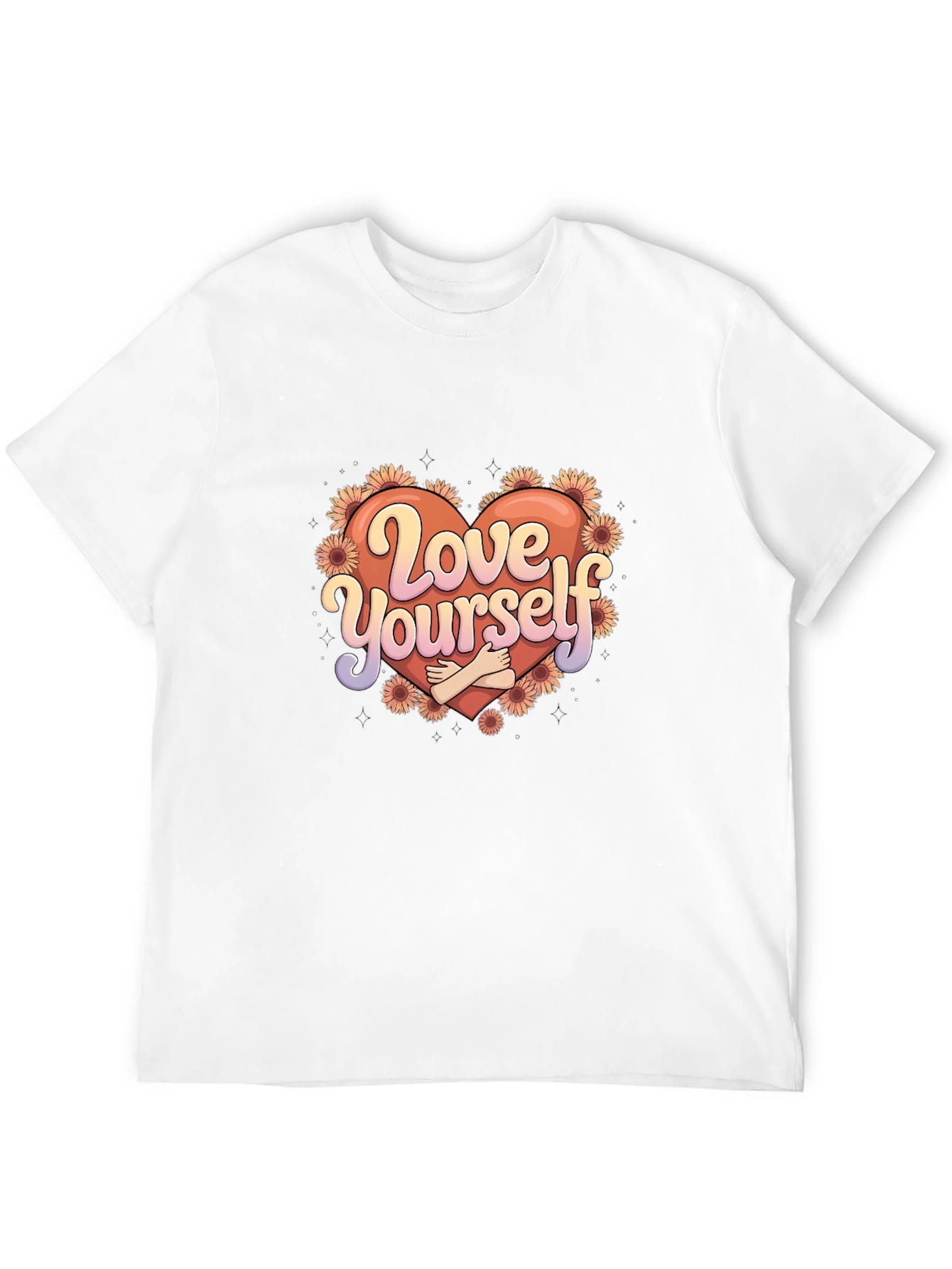 Love Yourself Graphic Tee - Heart & Flowers