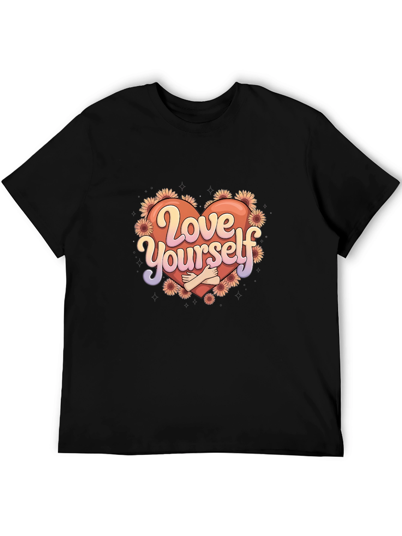 Love Yourself Graphic Tee - Heart & Flowers