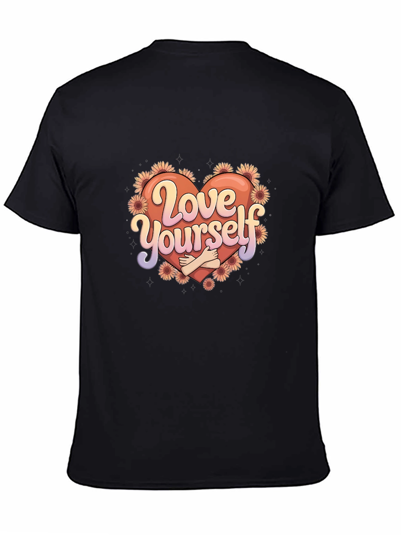 Love Yourself Graphic Tee - Heart & Flowers