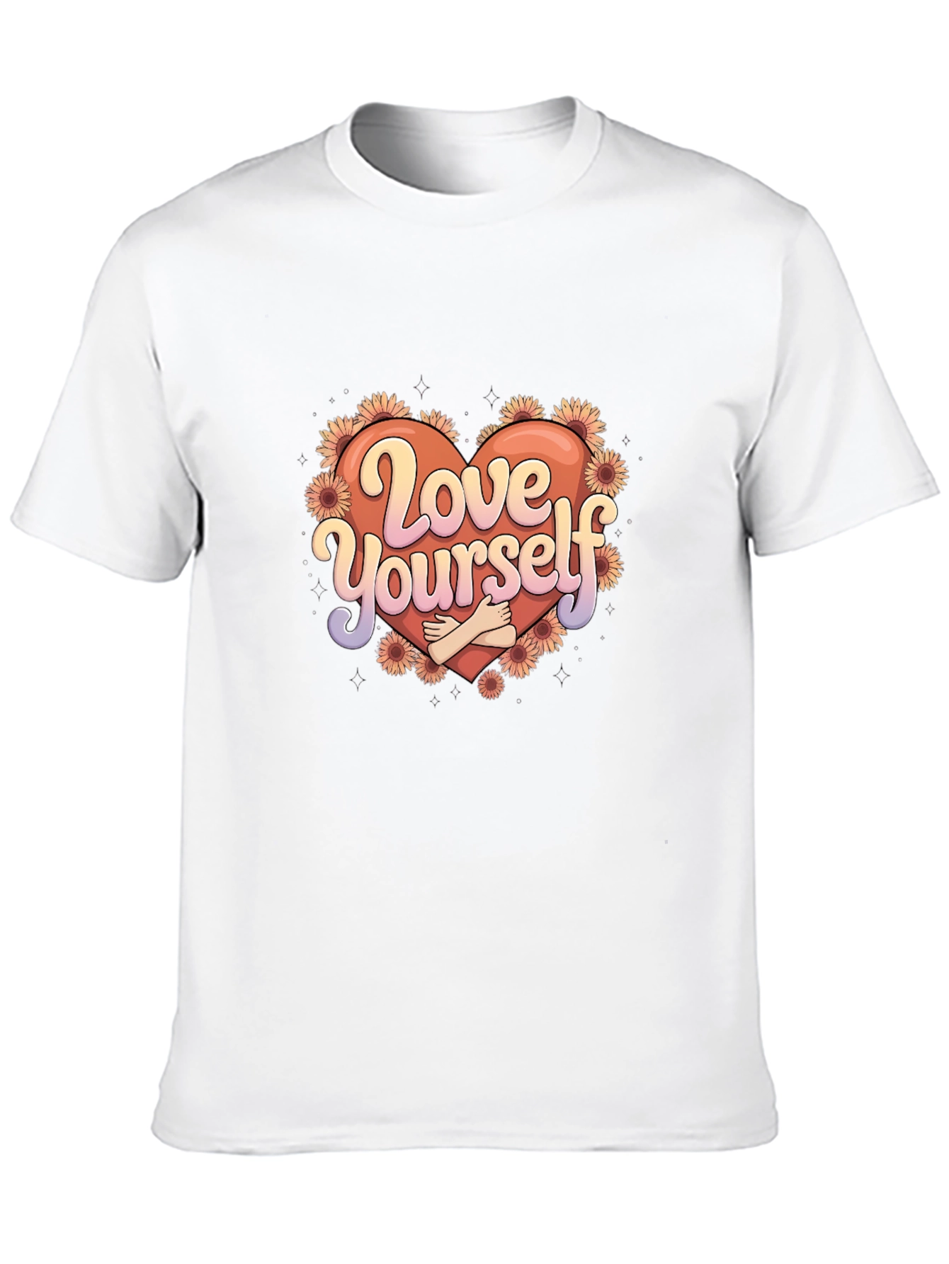 Love Yourself Graphic Tee - Heart & Flowers