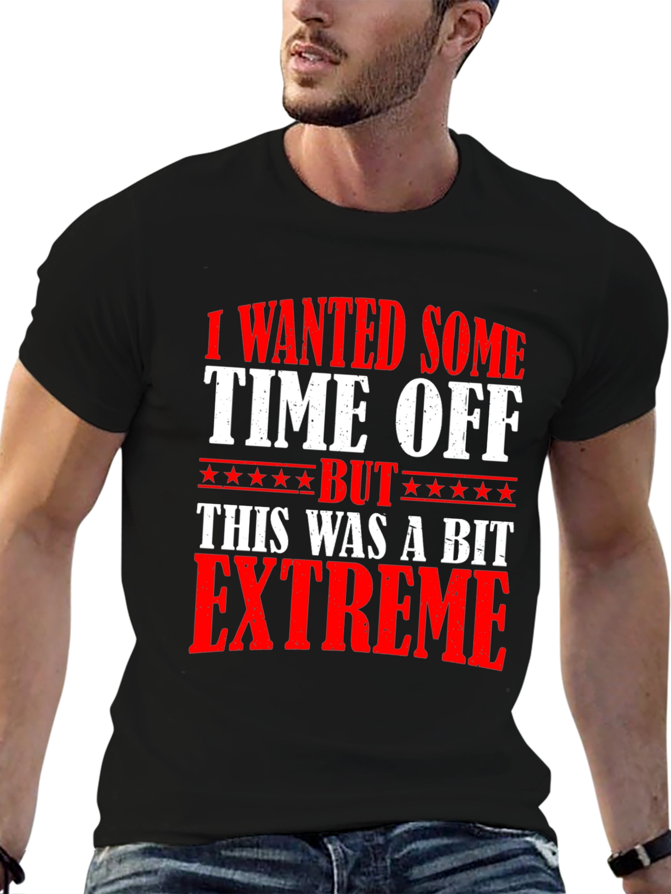 Funny Extreme Time Off Black Cotton T-Shirt