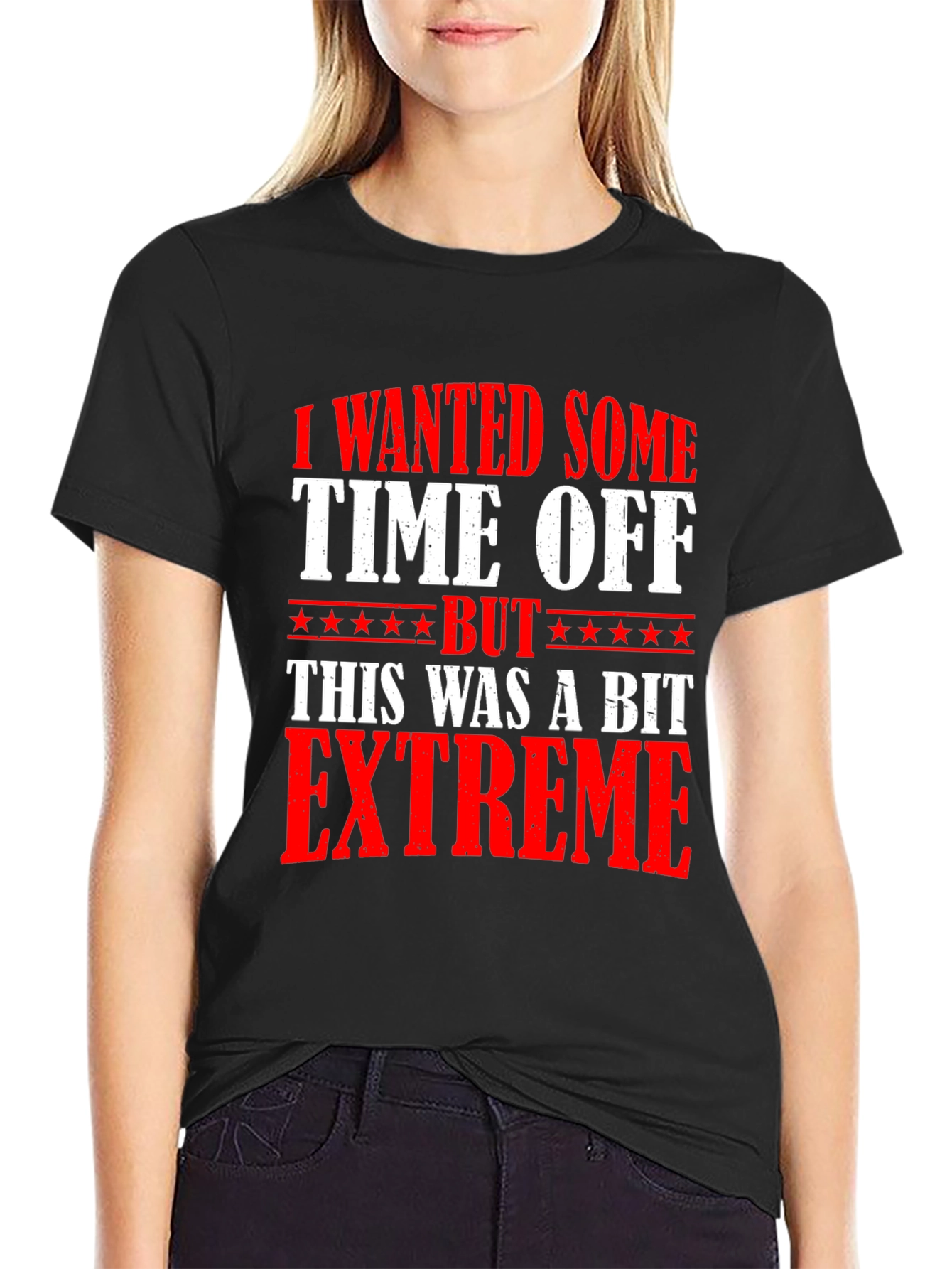 Funny Extreme Time Off Black Cotton T-Shirt