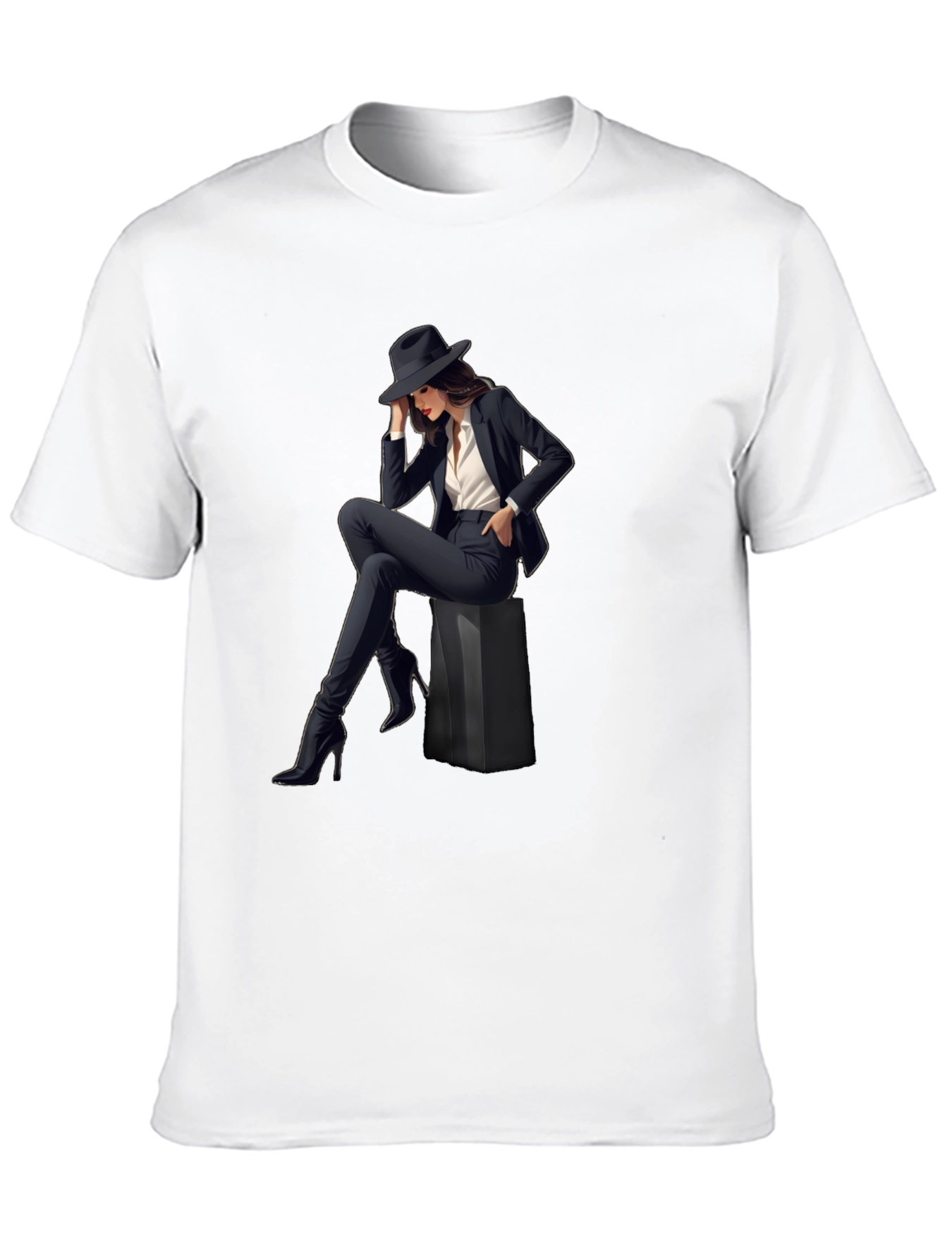 Stylish Womans Graphic Print T-Shirt - Black