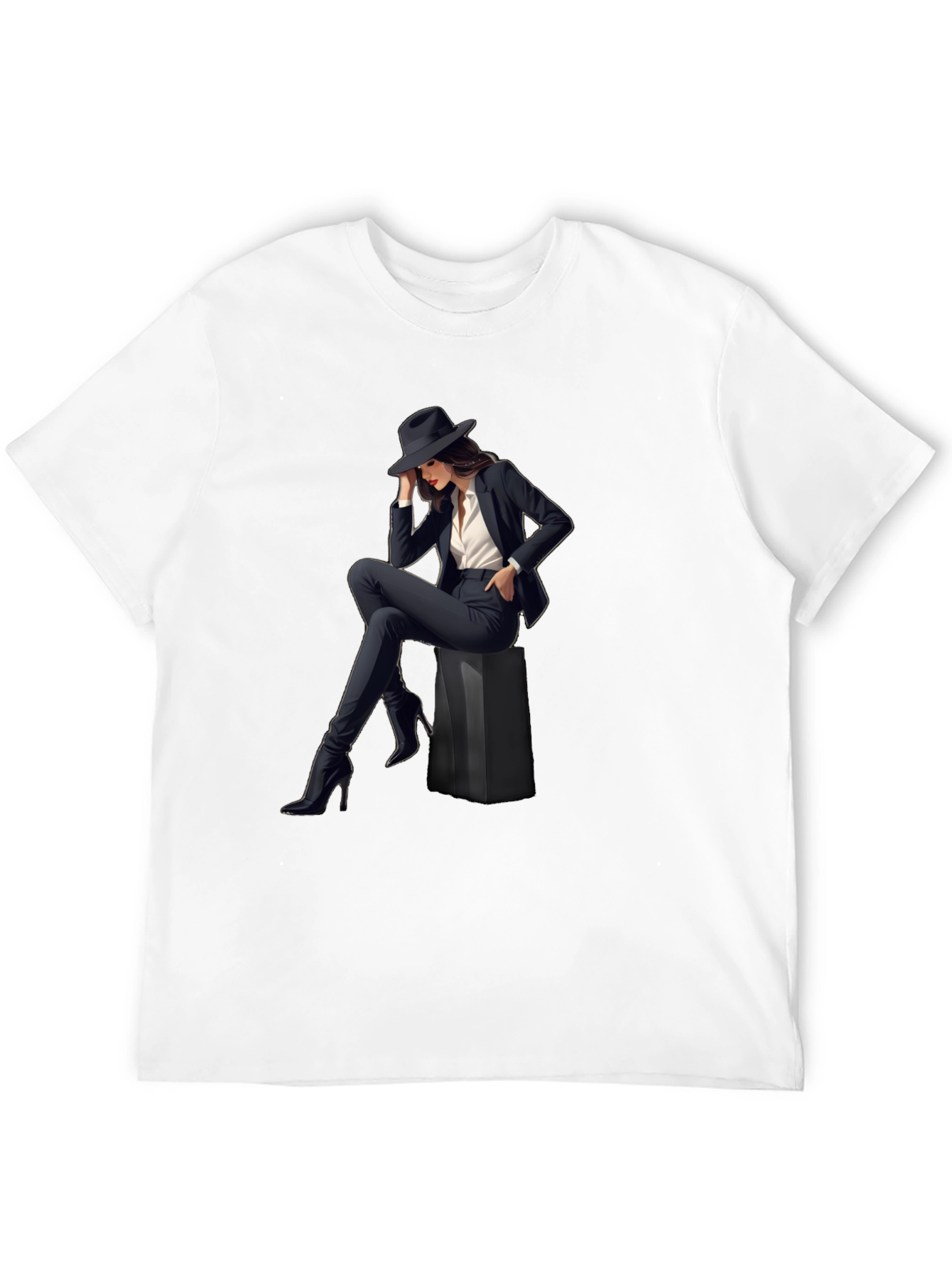 Stylish Womans Graphic Print T-Shirt - Black