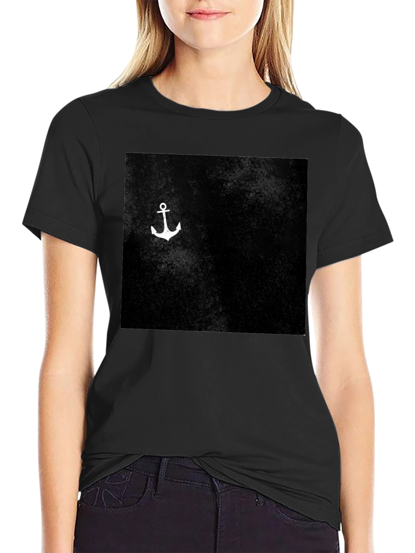 Anchor Graphic Print Black T-Shirt