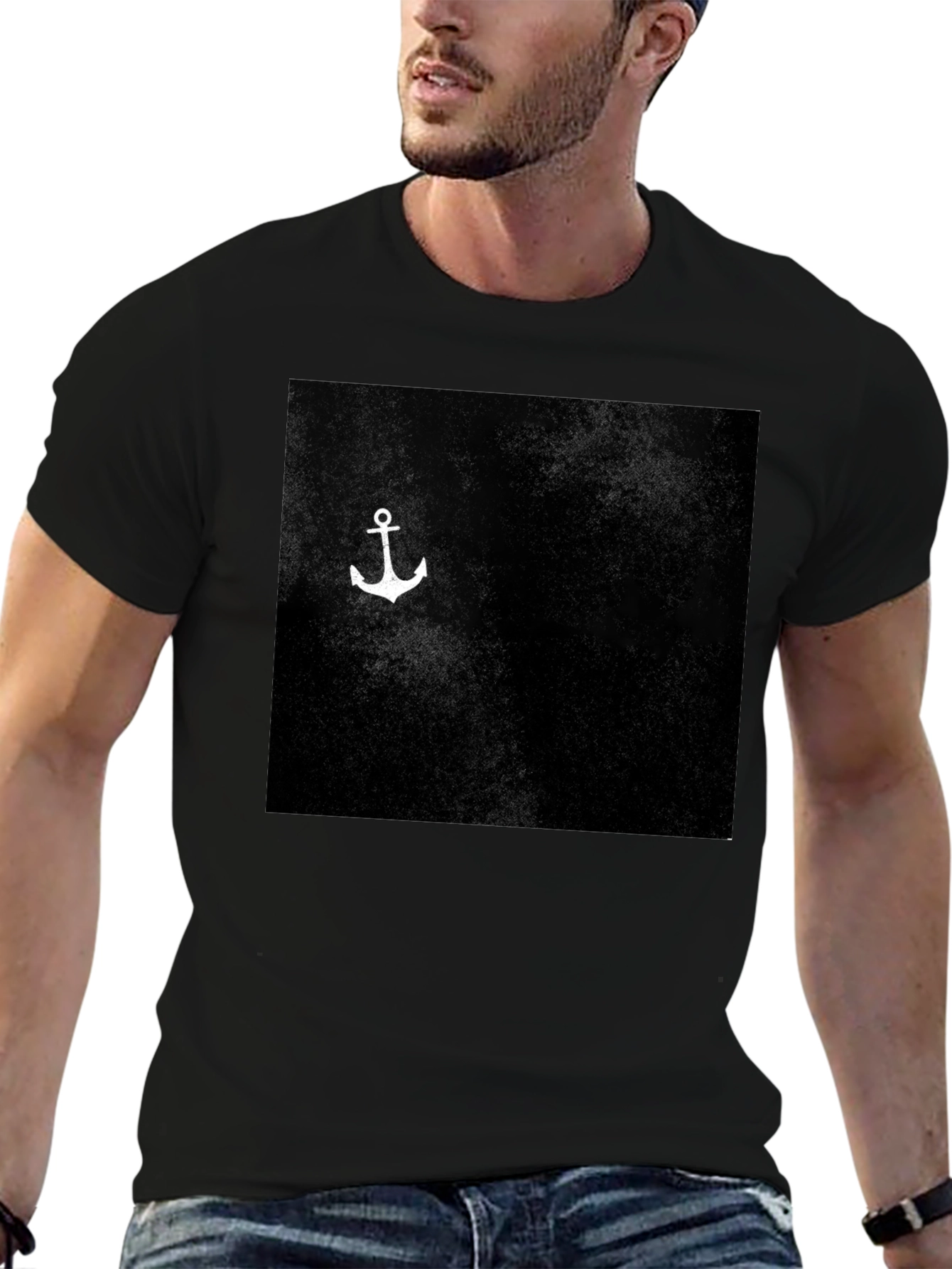 Anchor Graphic Print Black T-Shirt
