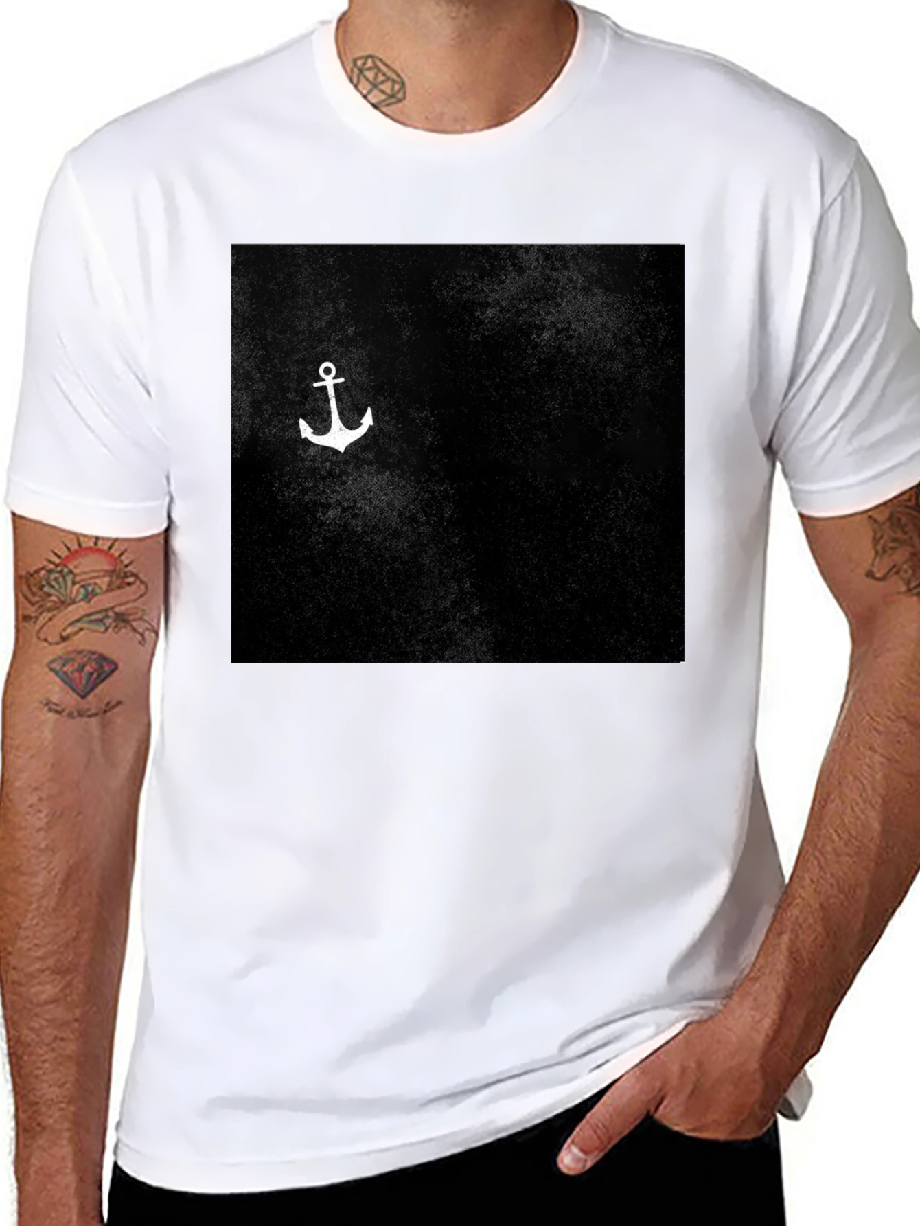 Anchor Graphic Print Black T-Shirt