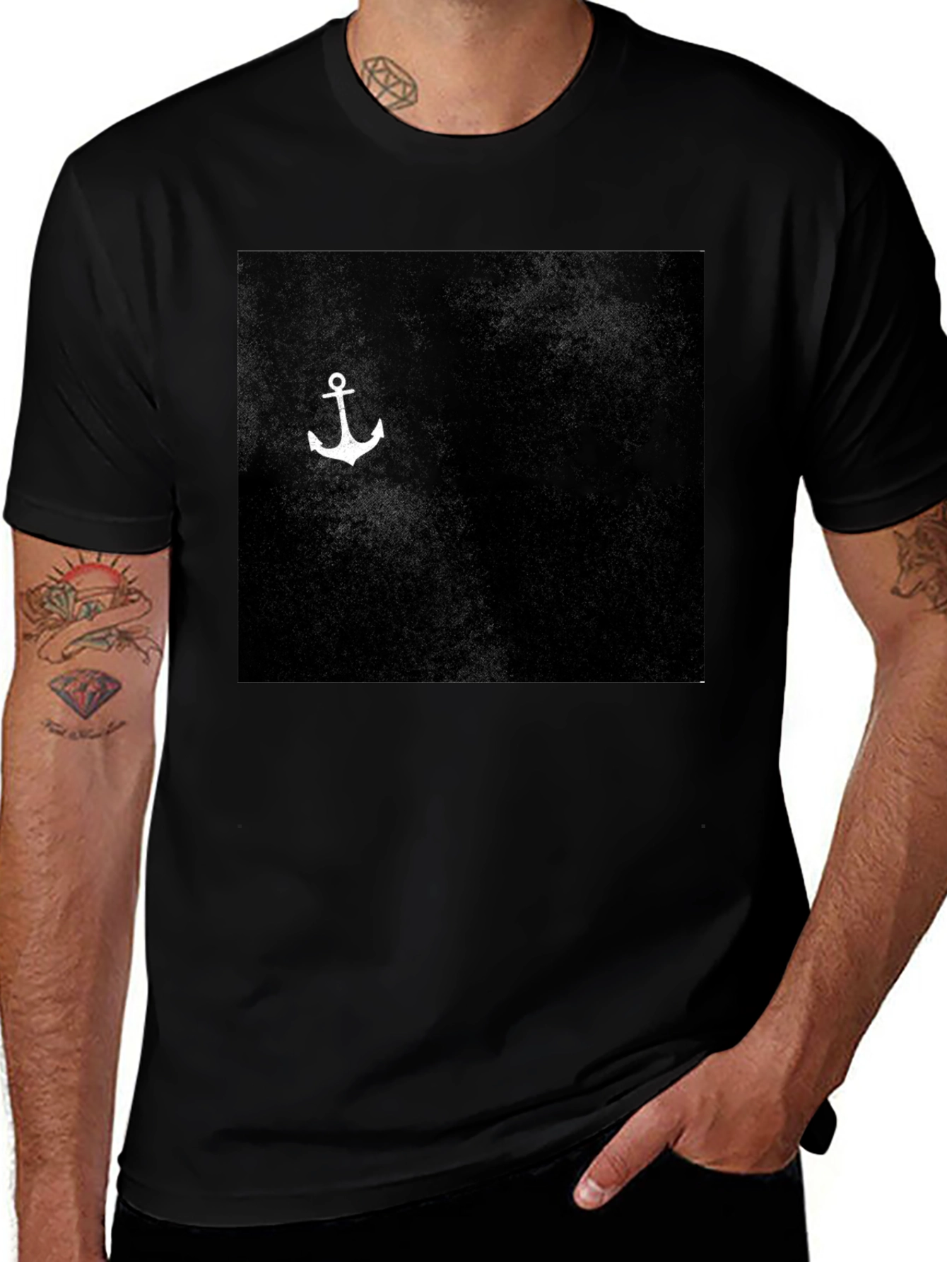 Anchor Graphic Print Black T-Shirt