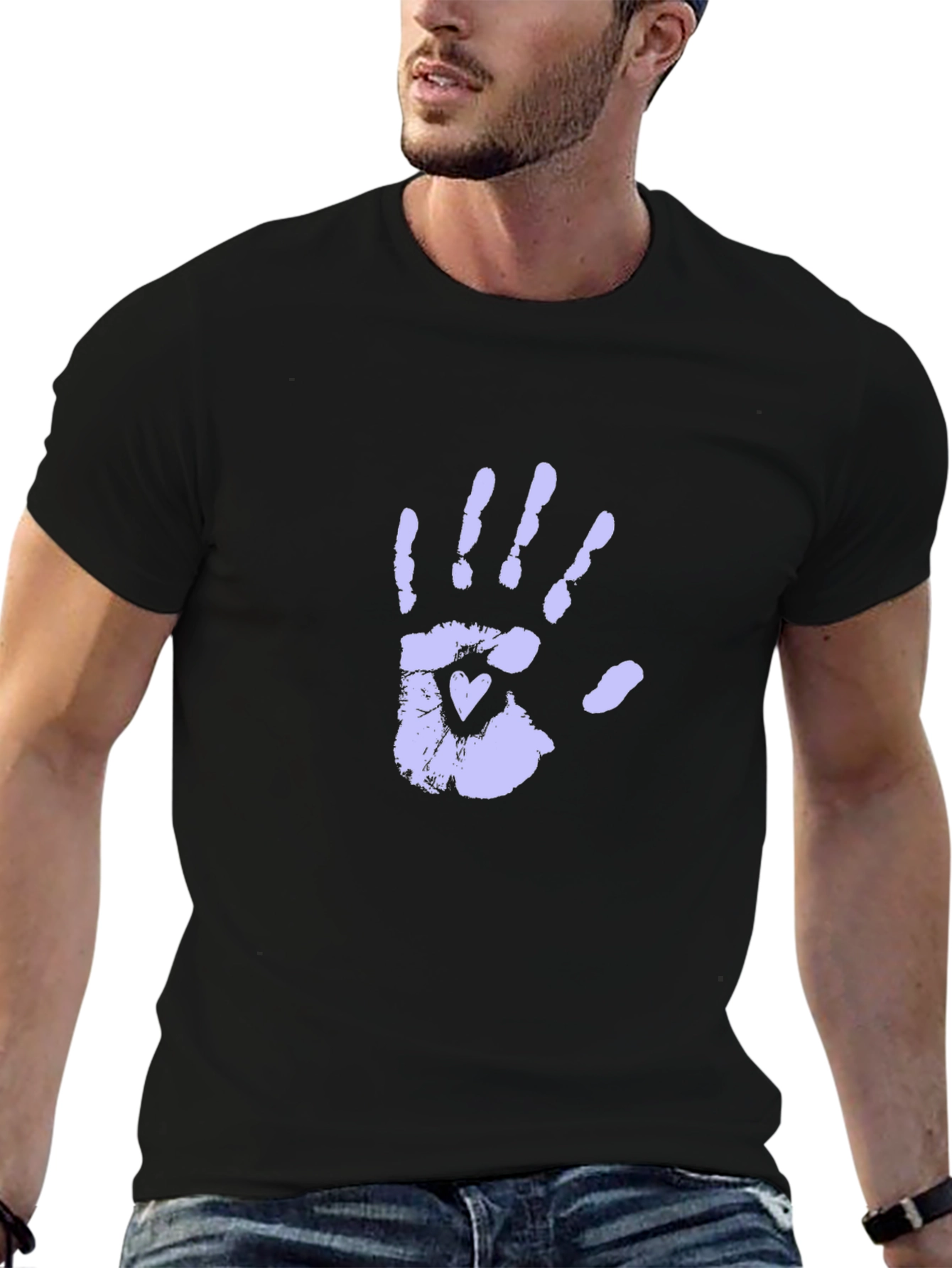 Hand Print Heart Graphic Tee - Unisex Black T-Shirt