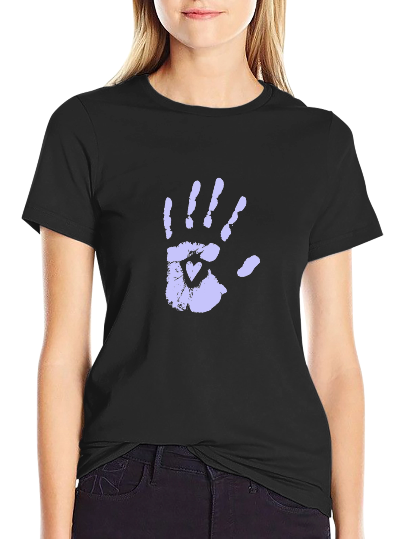 Hand Print Heart Graphic Tee - Unisex Black T-Shirt