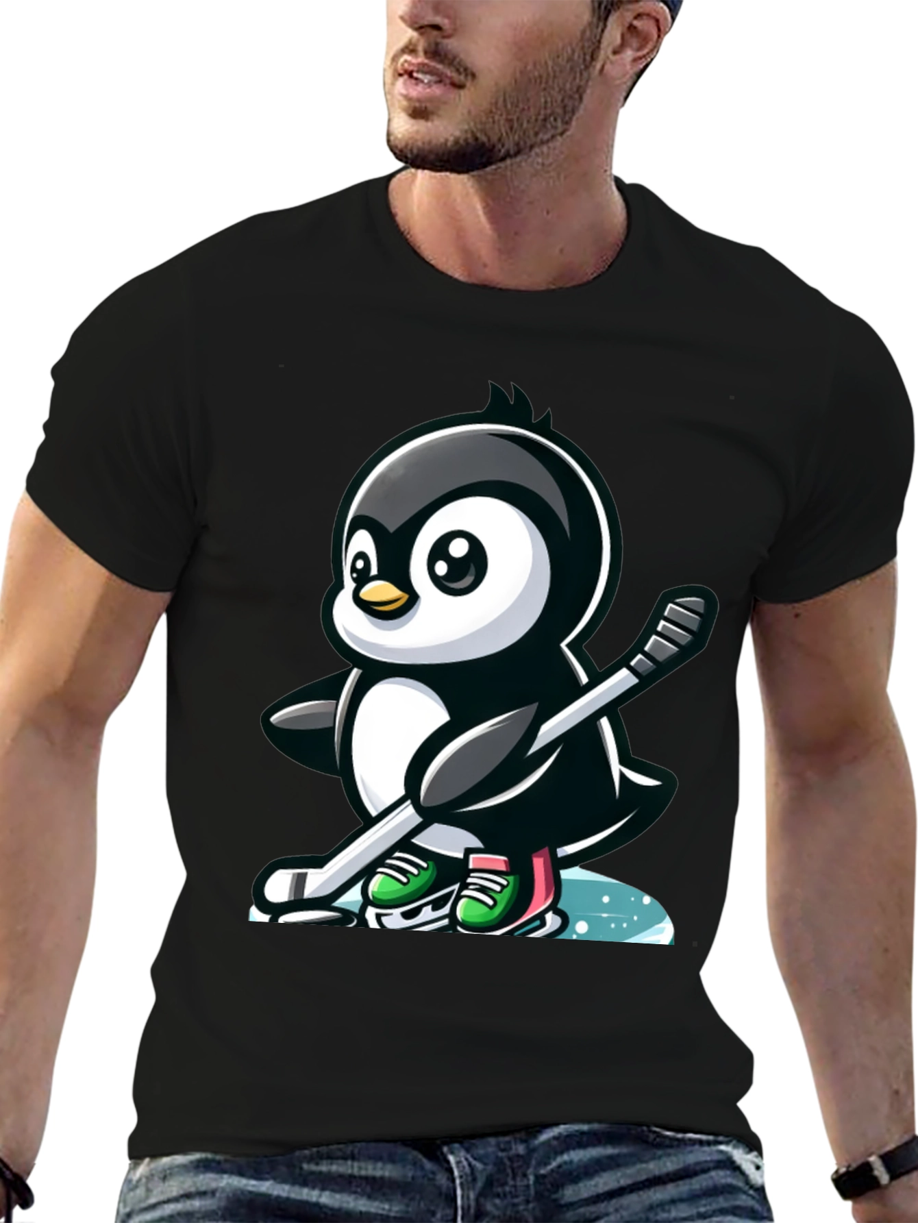Hockey Penguin T-Shirt - Cool Cartoon Tee