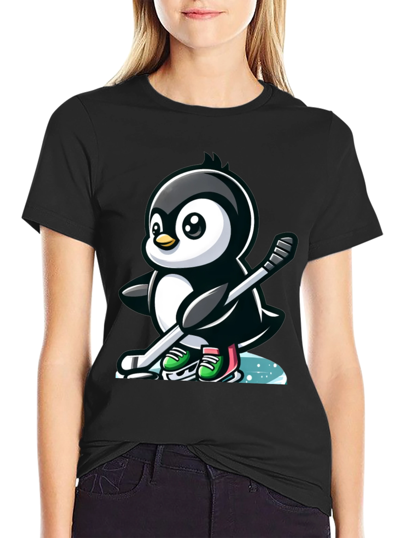 Hockey Penguin T-Shirt - Cool Cartoon Tee