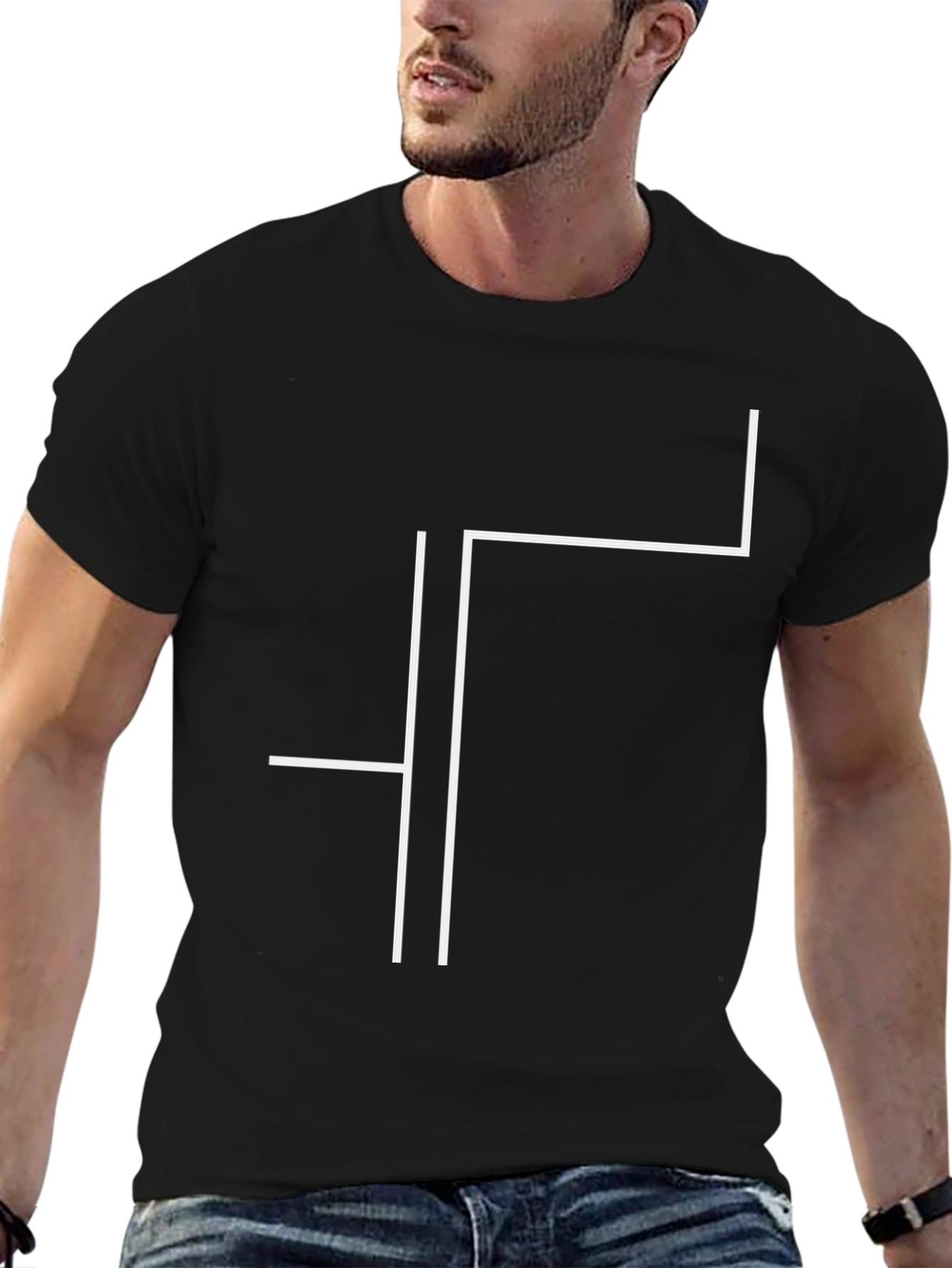 Modern Minimalist Graphic Tee - Black