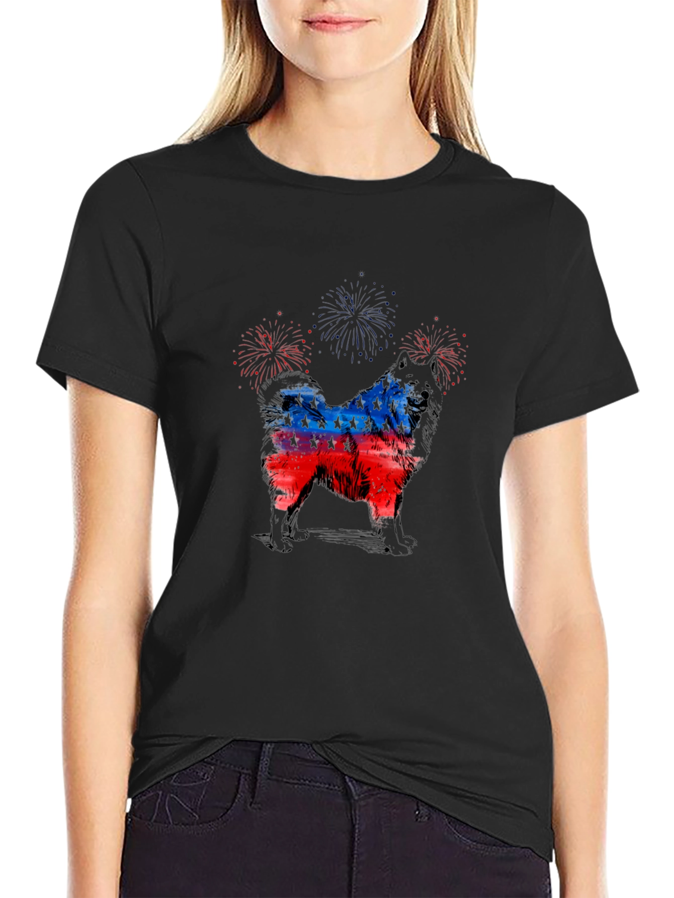 Patriotic Dog Fireworks T-Shirt