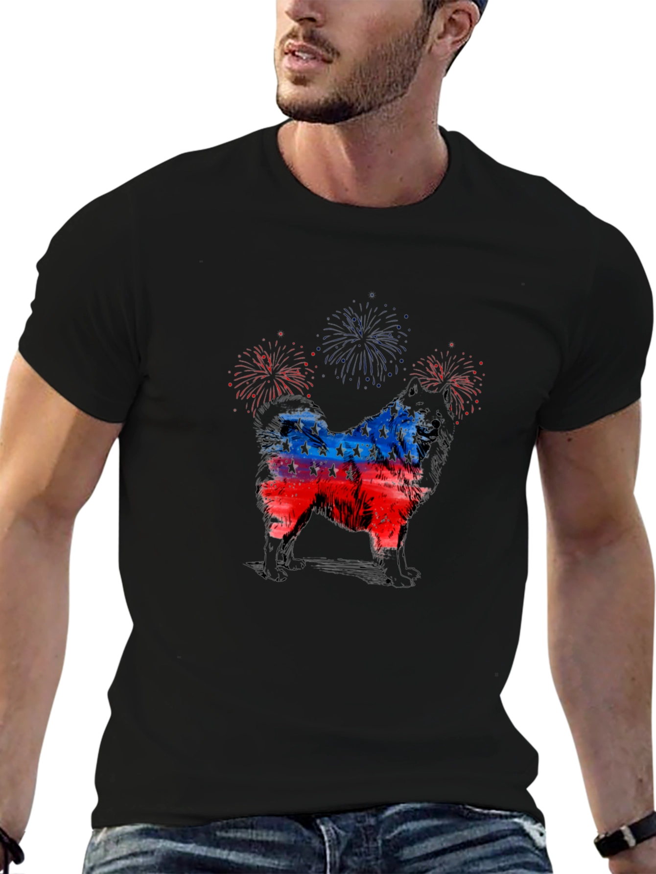 Patriotic Dog Fireworks T-Shirt