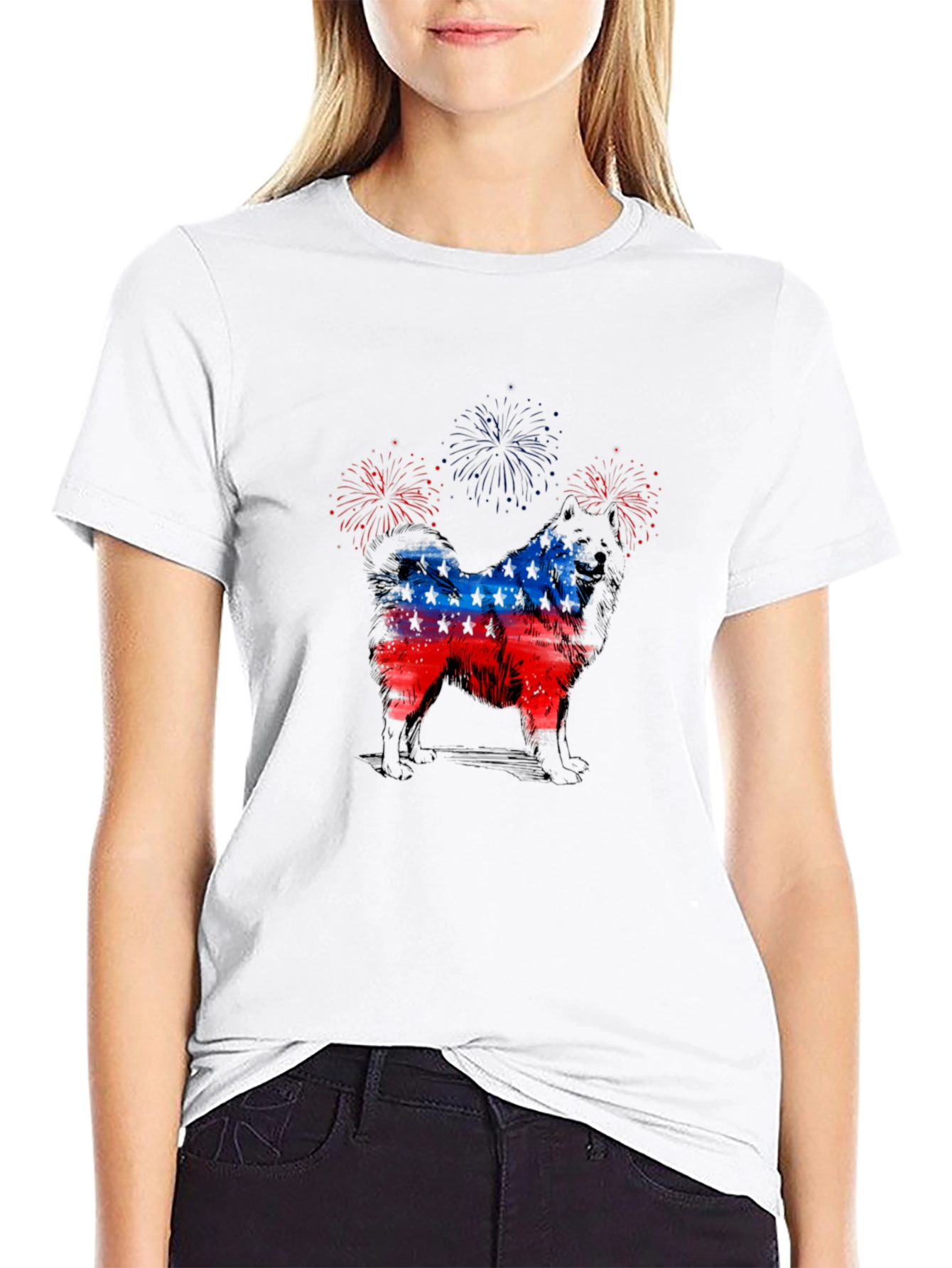 Patriotic Dog Fireworks T-Shirt