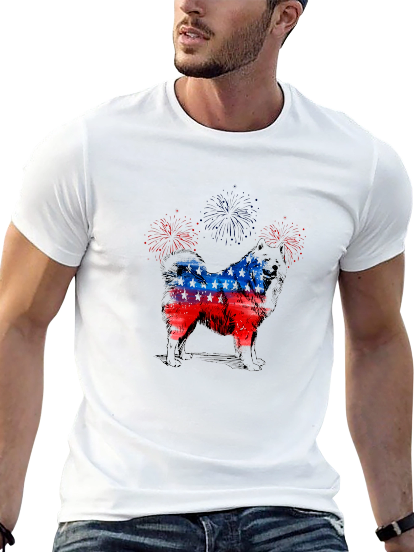 Patriotic Dog Fireworks T-Shirt