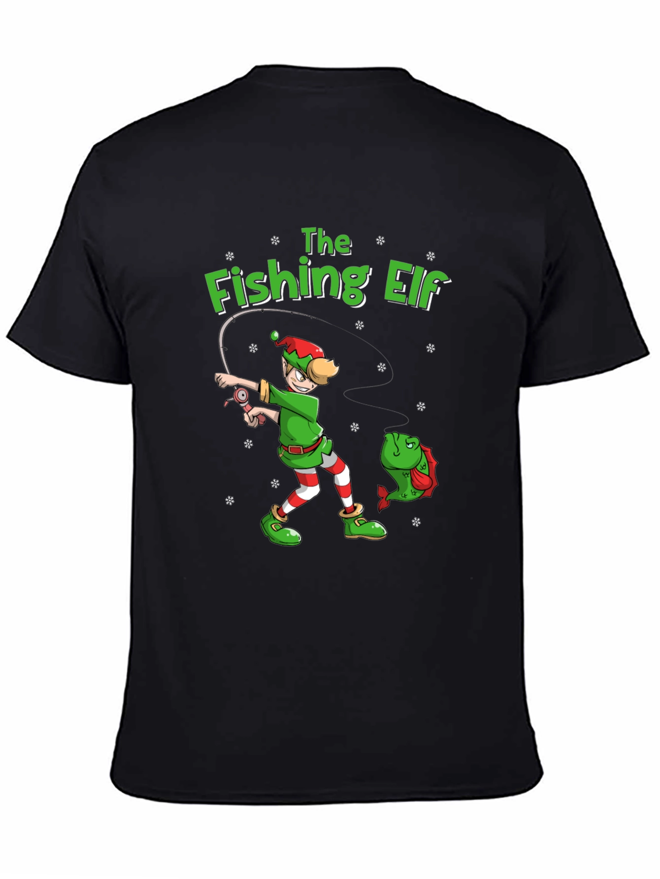 The Fishing Elf Christmas Holiday T-Shirt