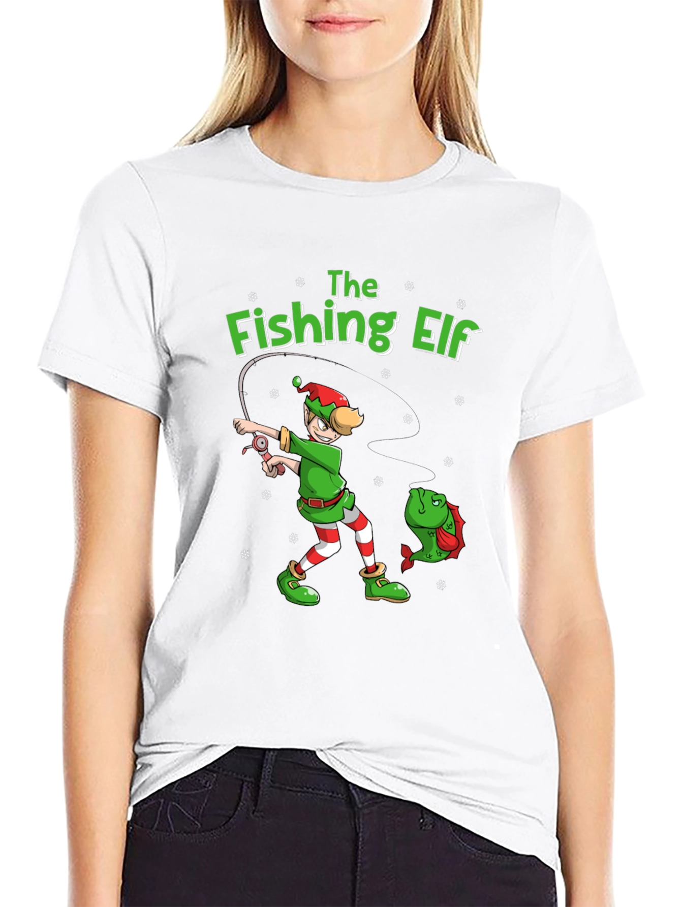 The Fishing Elf Christmas Holiday T-Shirt
