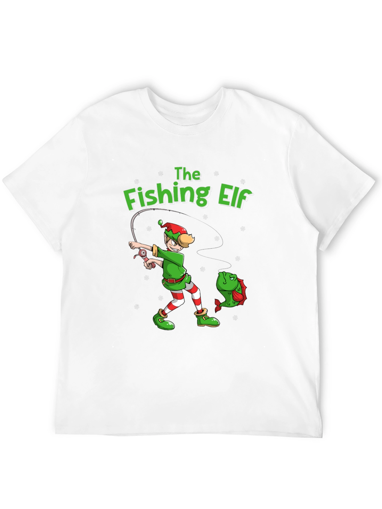 The Fishing Elf Christmas Holiday T-Shirt