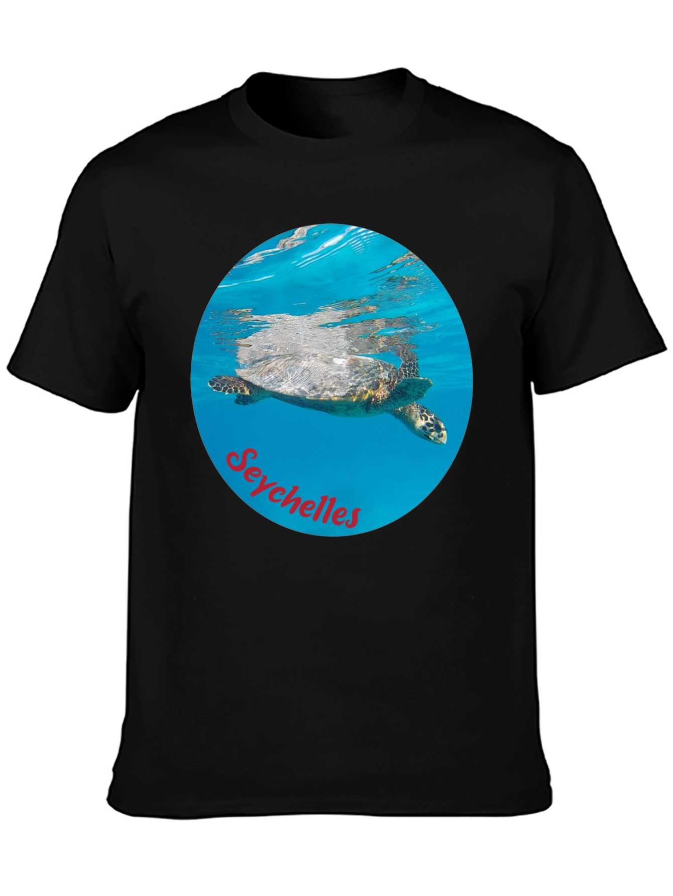 Seychelles Sea Turtle Black T-Shirt