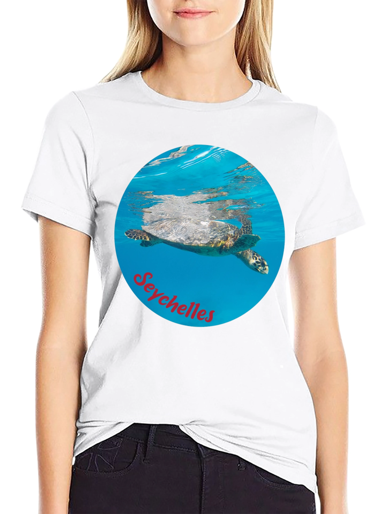 Seychelles Sea Turtle Black T-Shirt