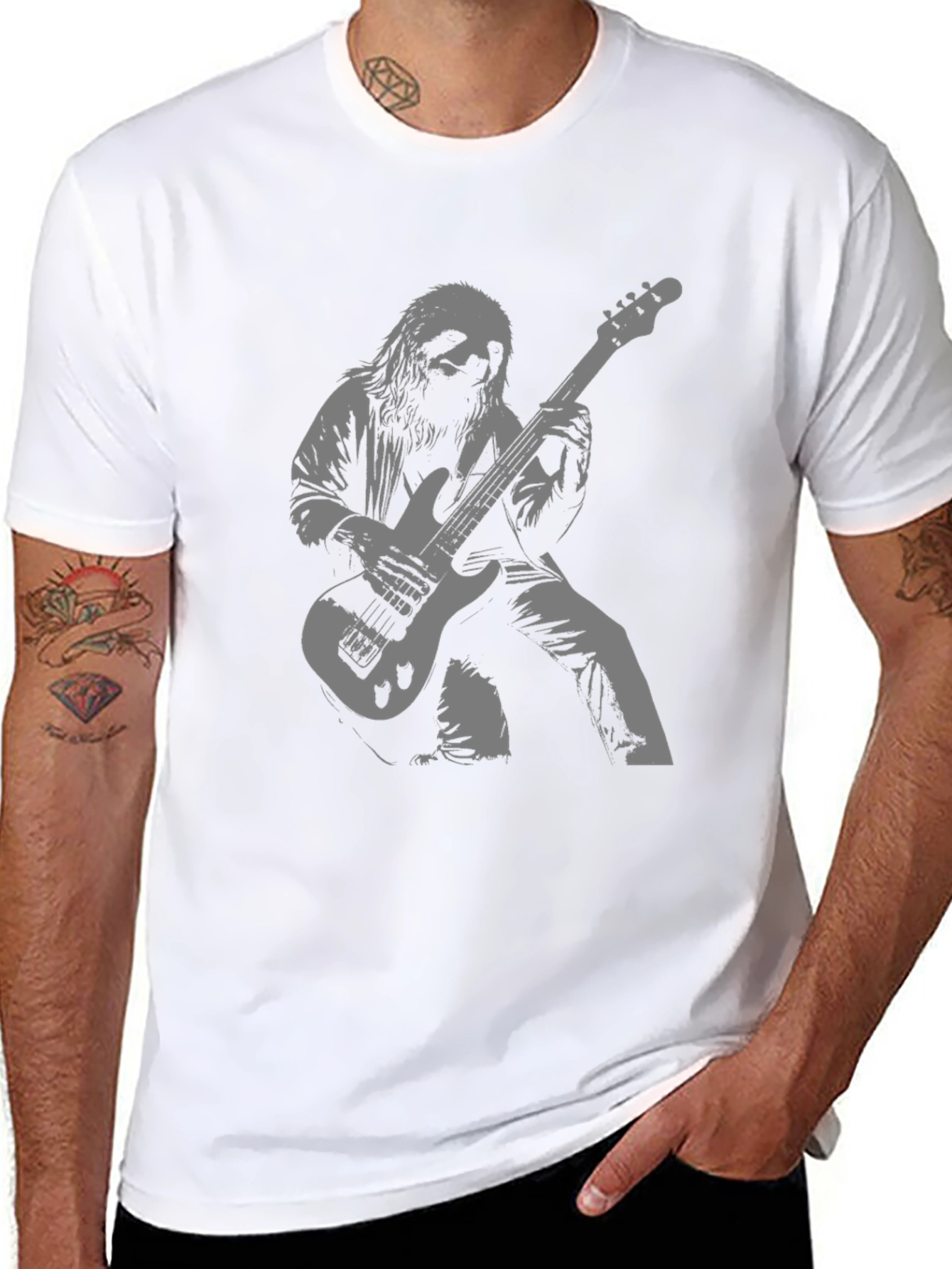 Sloth Bassist Black T-Shirt - Rock On!