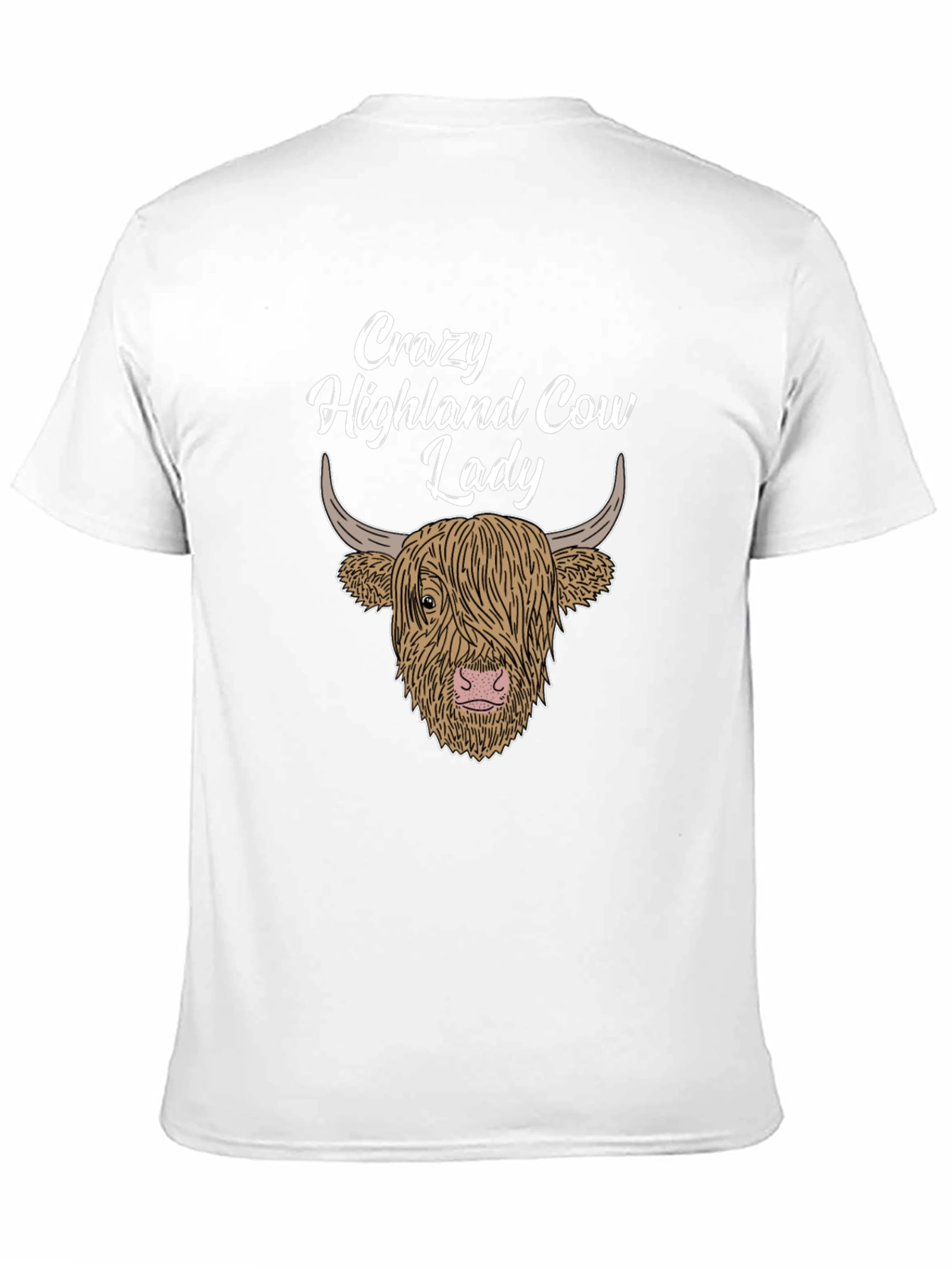Crazy Highland Cow Lady T-Shirt - Black