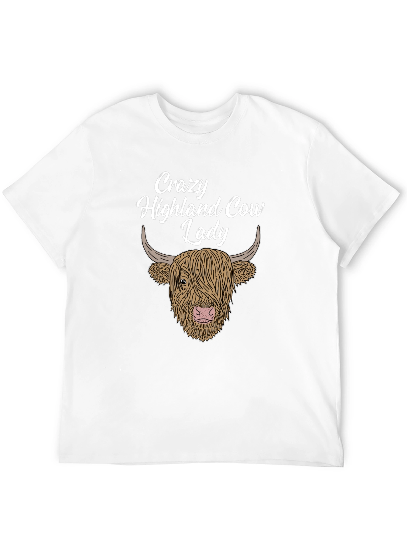 Crazy Highland Cow Lady T-Shirt - Black