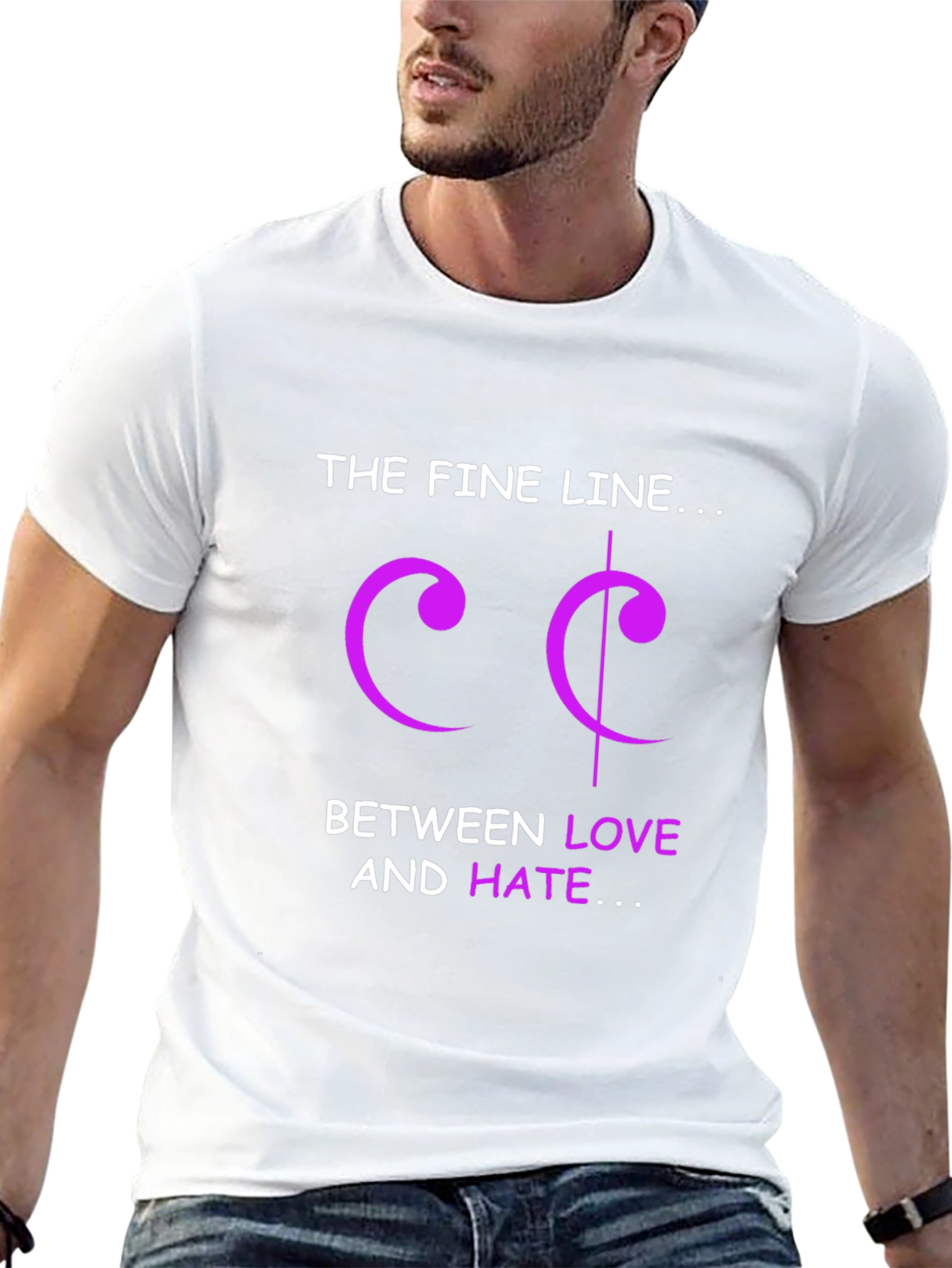 Fine Line Love Hate Music Note T-Shirt