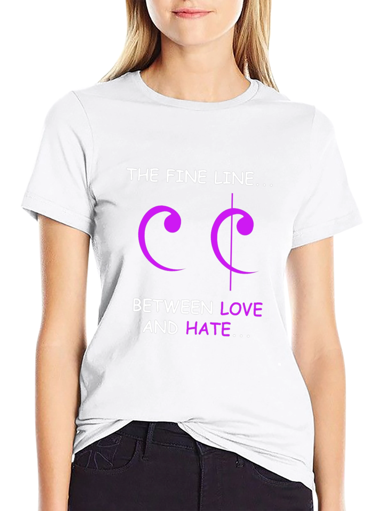 Fine Line Love Hate Music Note T-Shirt