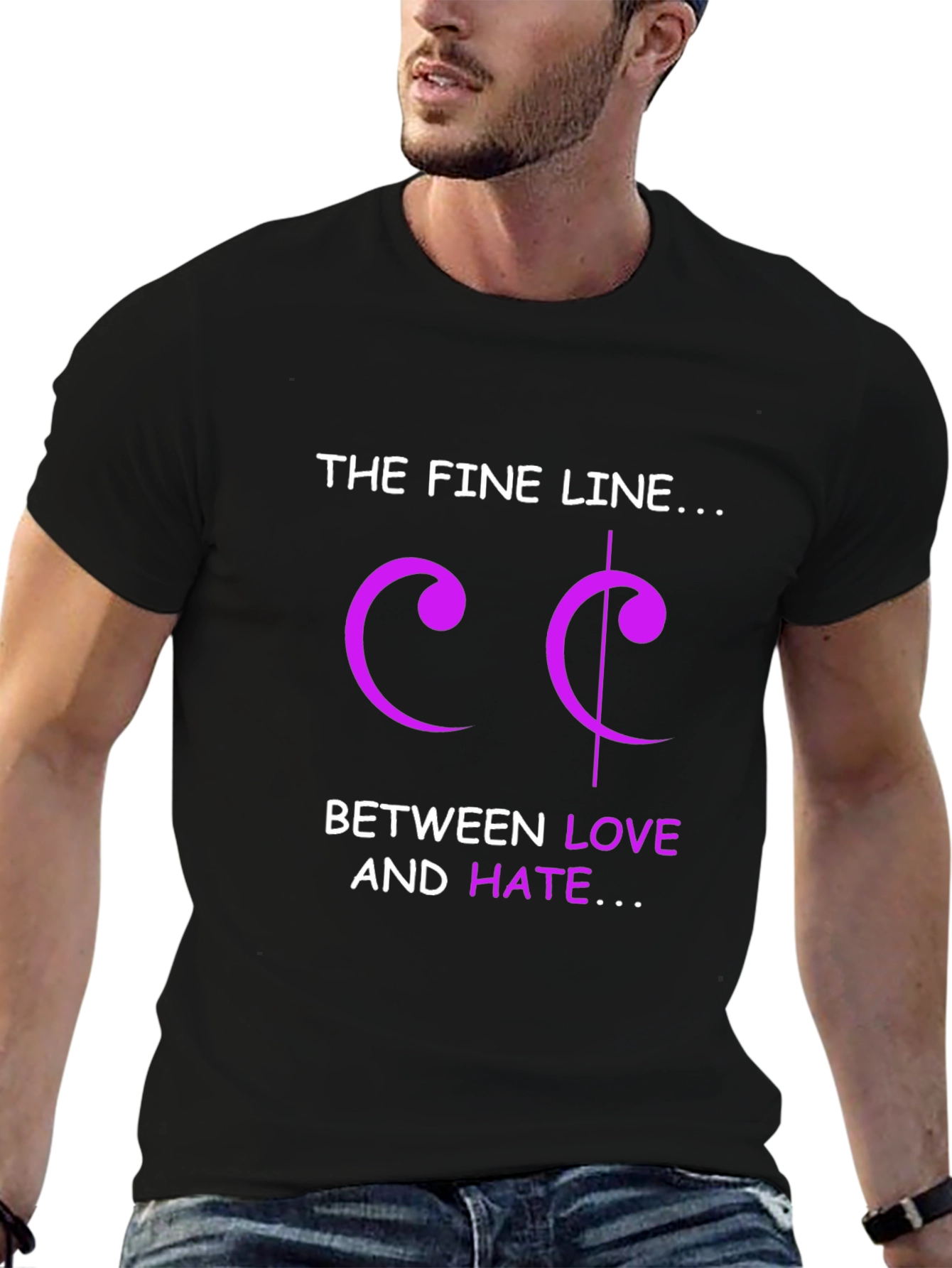 Fine Line Love Hate Music Note T-Shirt