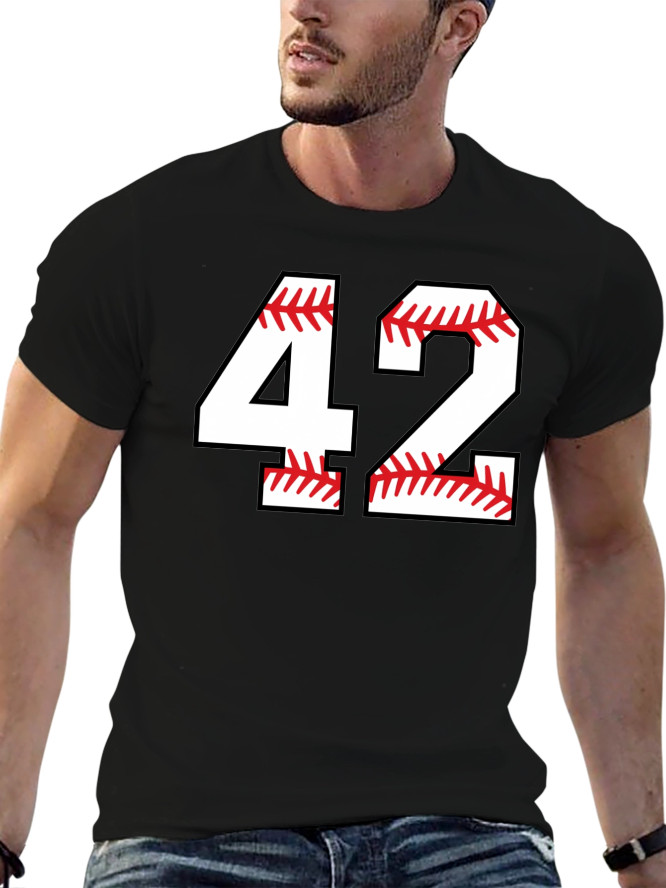 Baseball 42 T-Shirt Black Graphic Tee