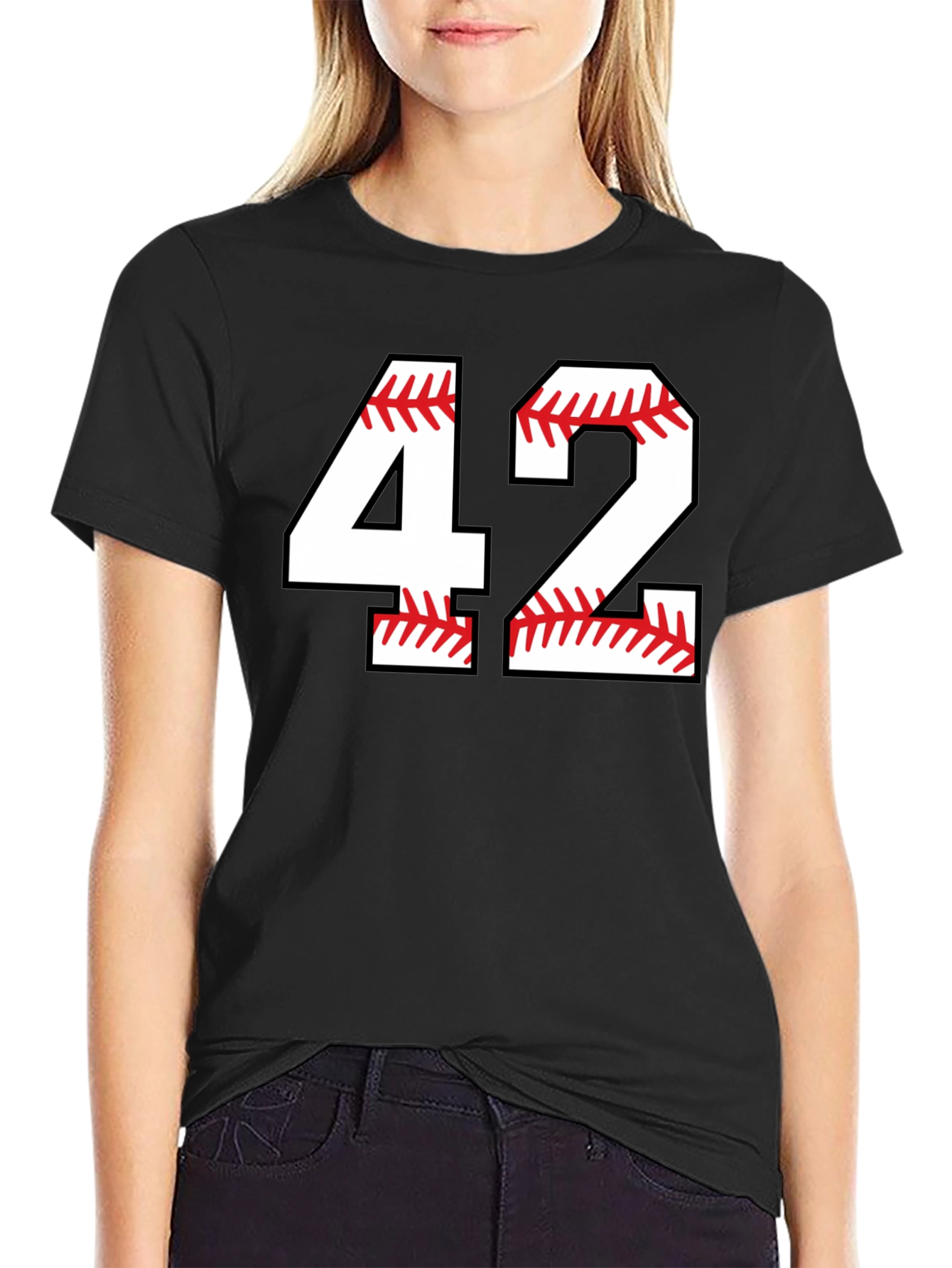 Baseball 42 T-Shirt Black Graphic Tee