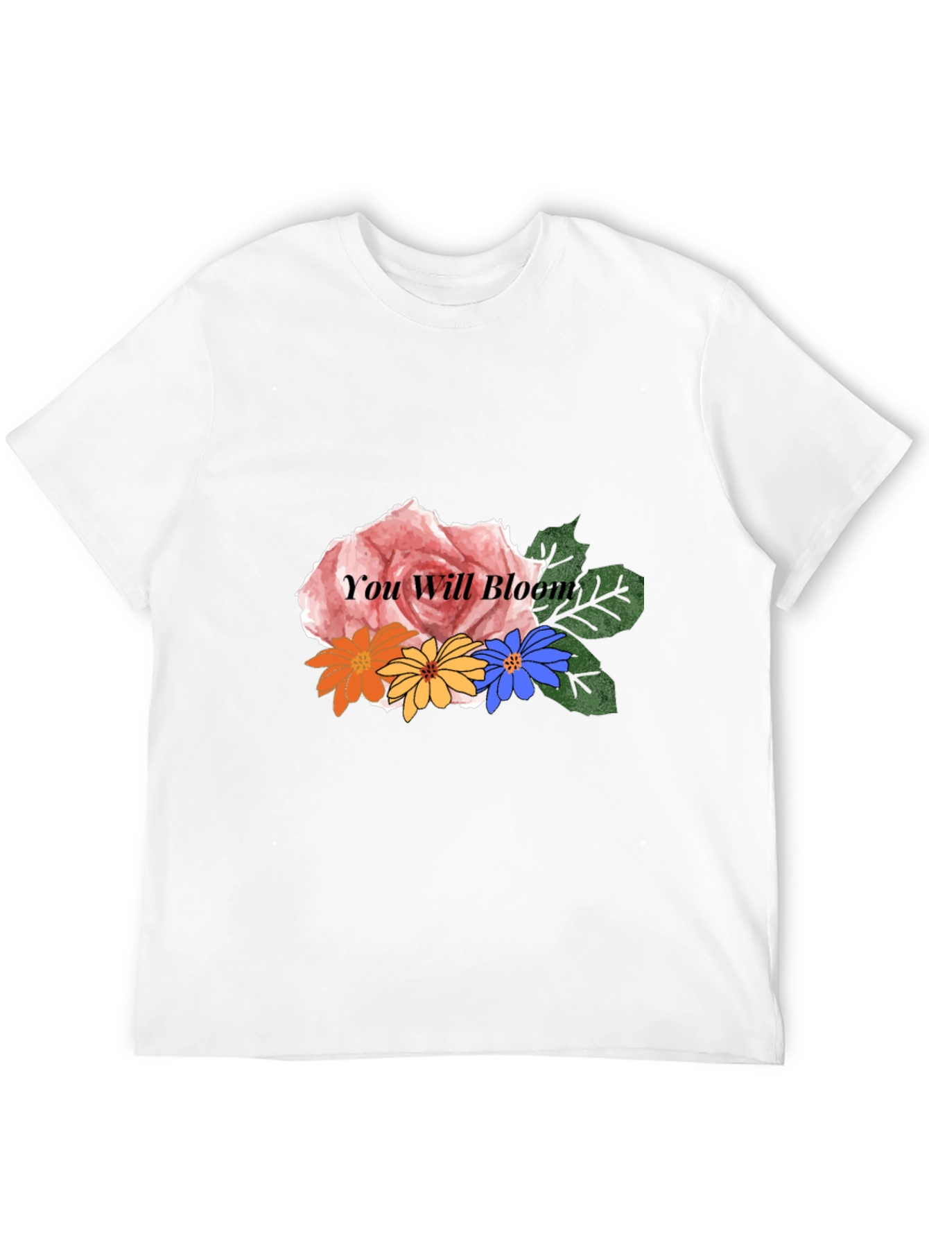 Floral You Will Bloom Graphic Black T-Shirt