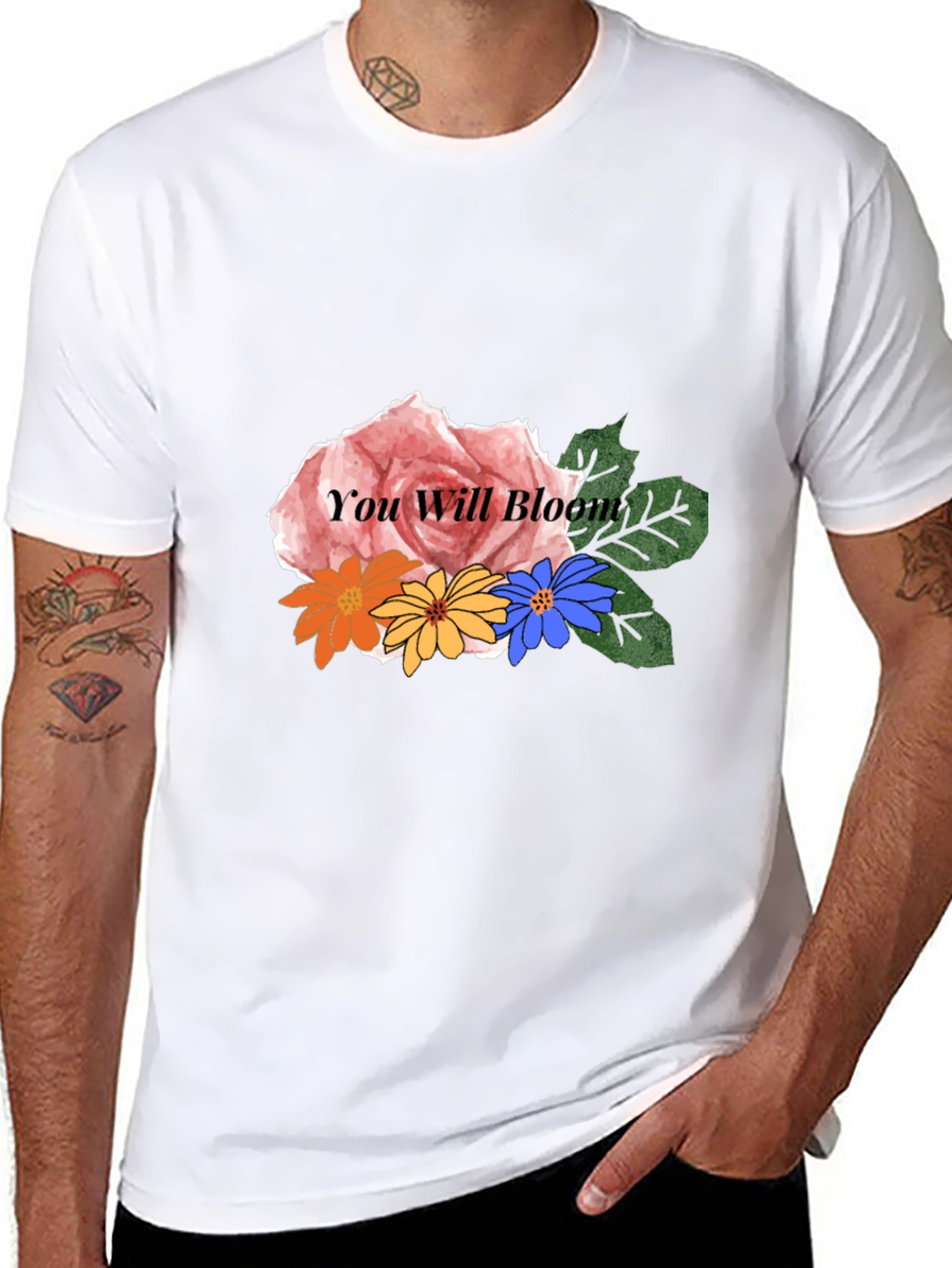 Floral You Will Bloom Graphic Black T-Shirt
