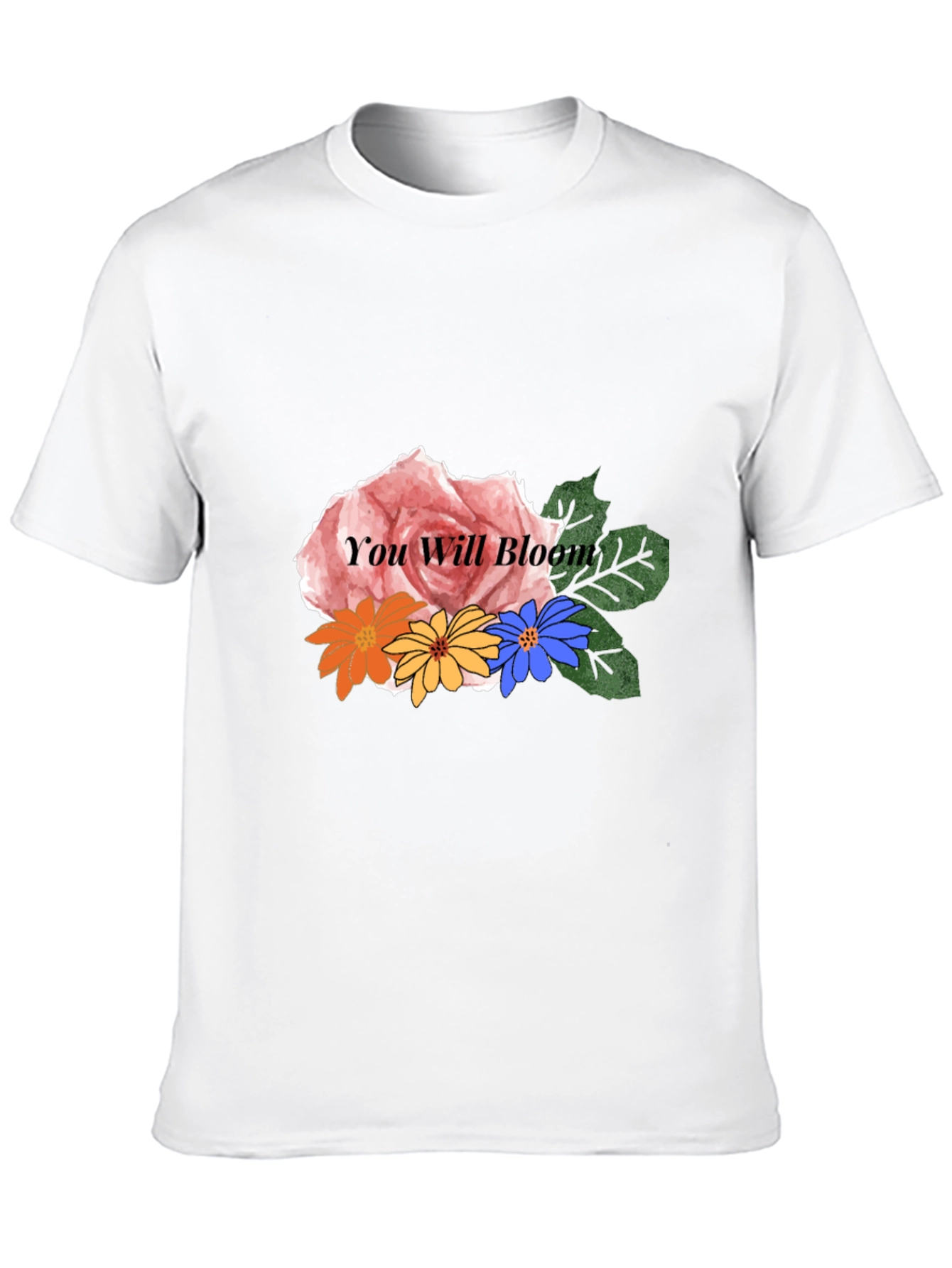 Floral You Will Bloom Graphic Black T-Shirt