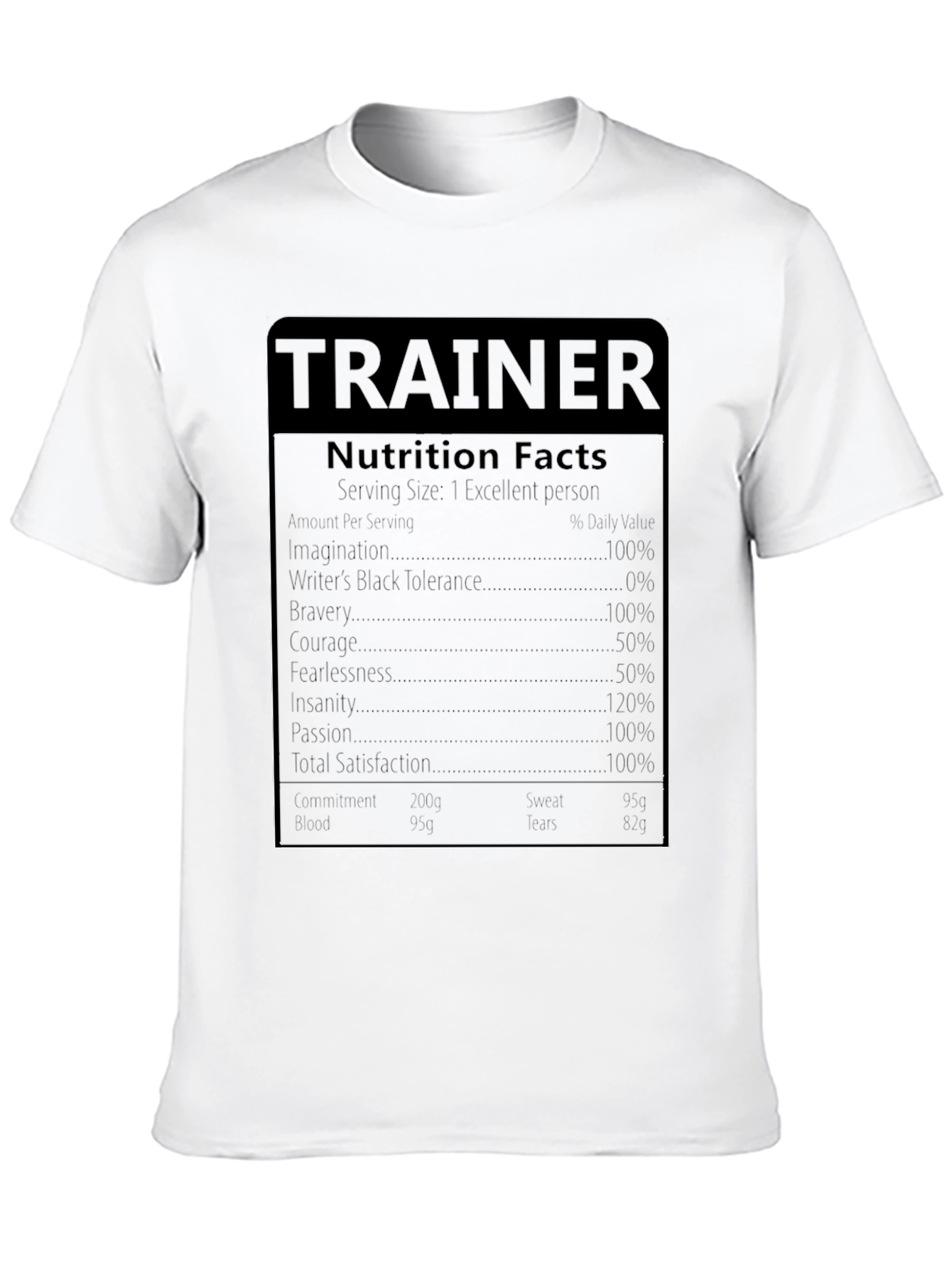 Trainer Nutrition Facts Black T-Shirt