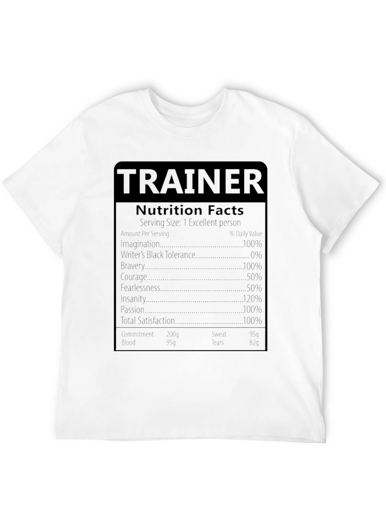 Trainer Nutrition Facts Black T-Shirt