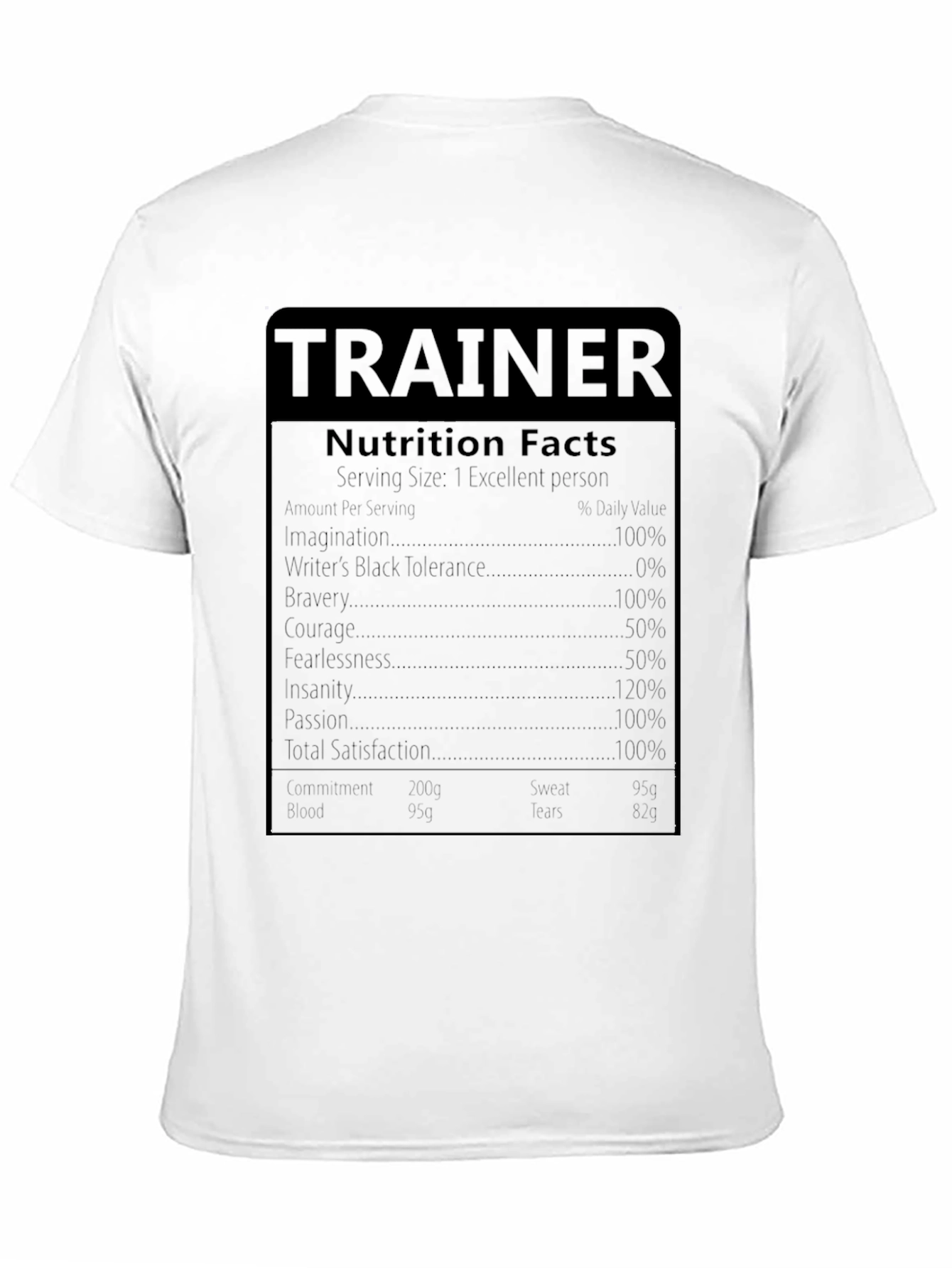 Trainer Nutrition Facts Black T-Shirt