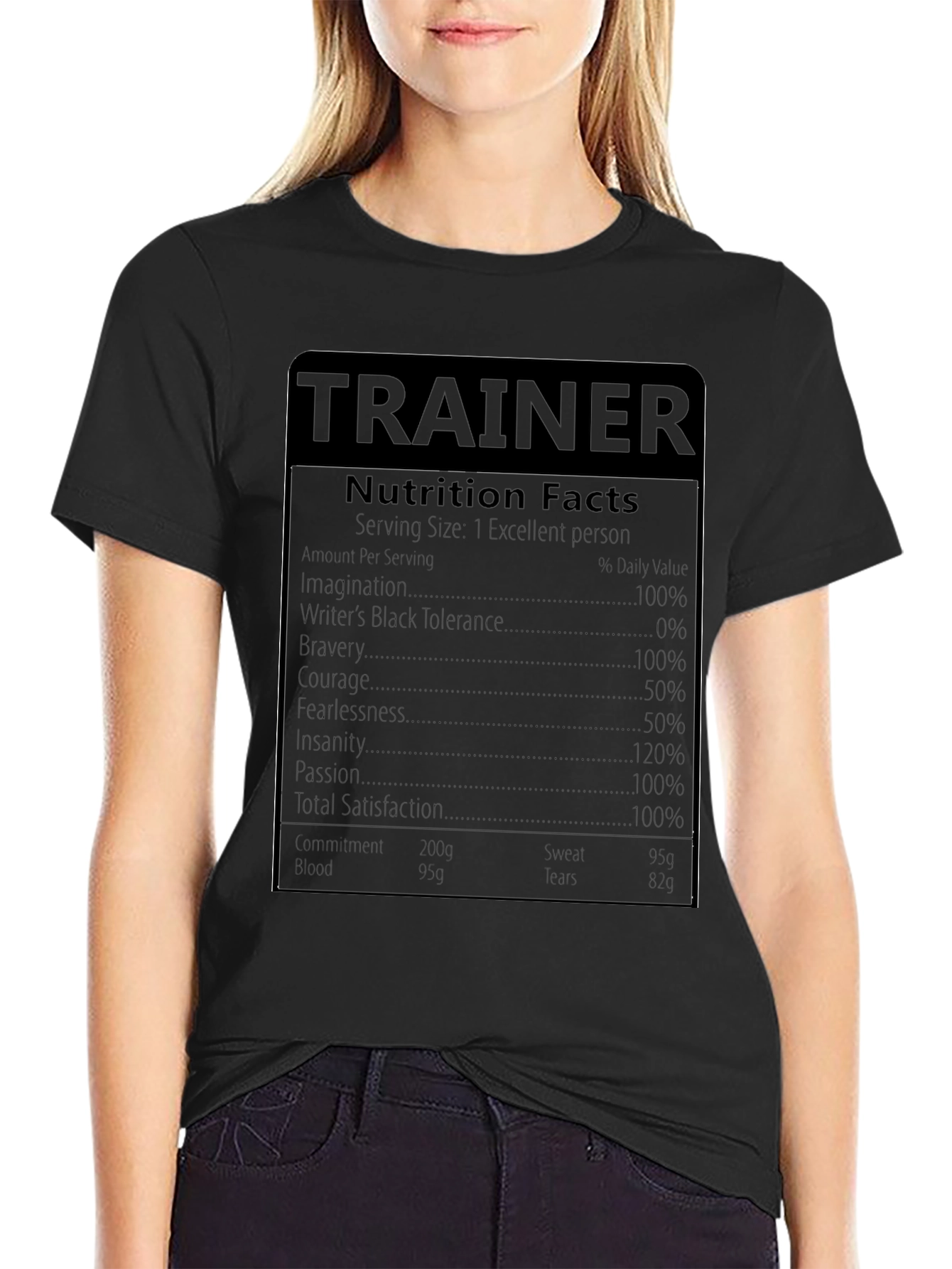 Trainer Nutrition Facts Black T-Shirt